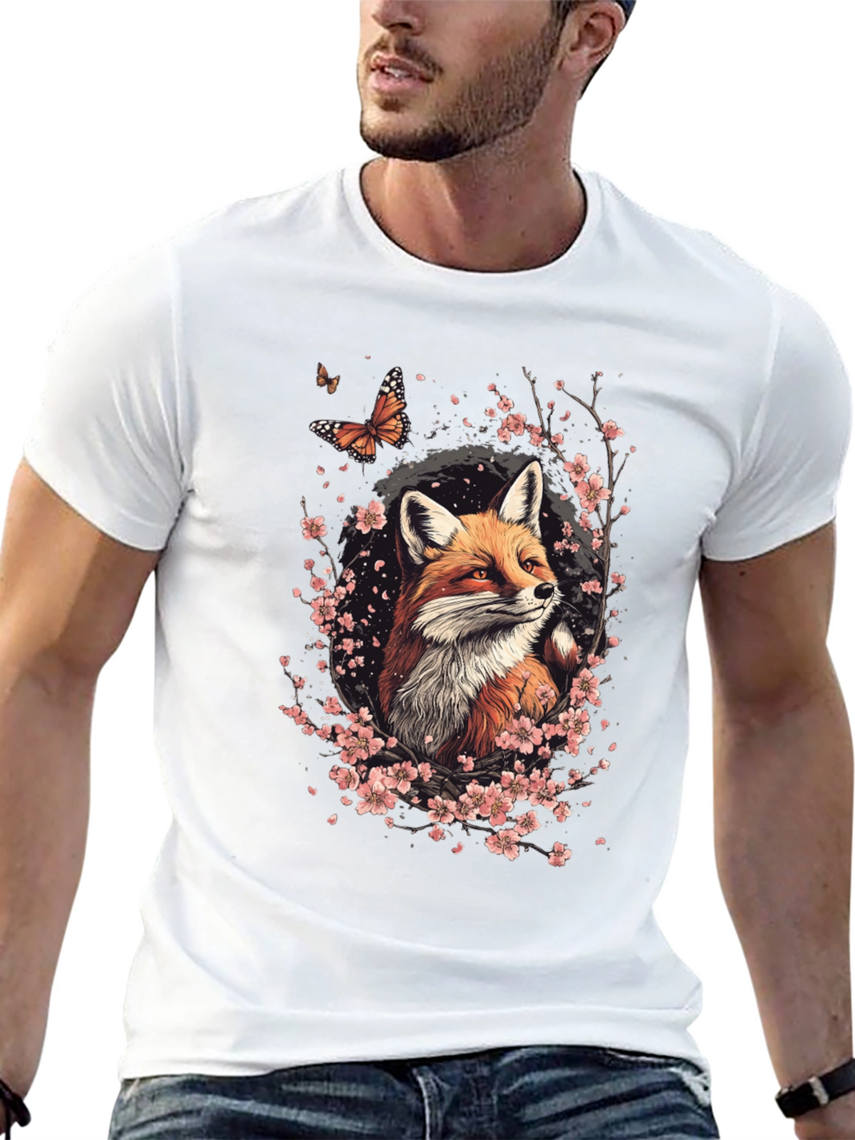 Fox & Cherry Blossom Graphic Tee