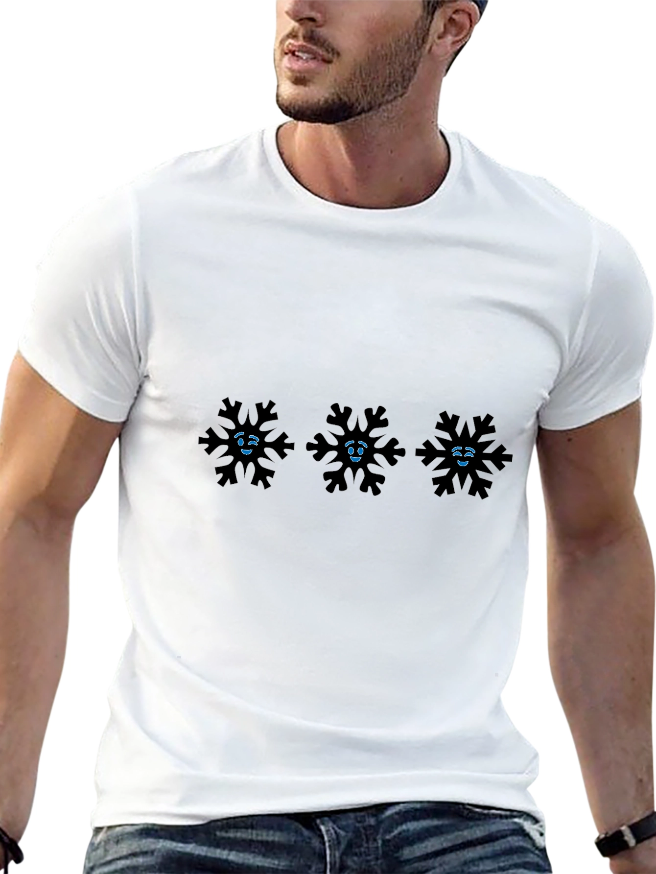 Snowflake Emoji T-Shirt - Black Graphic Tee