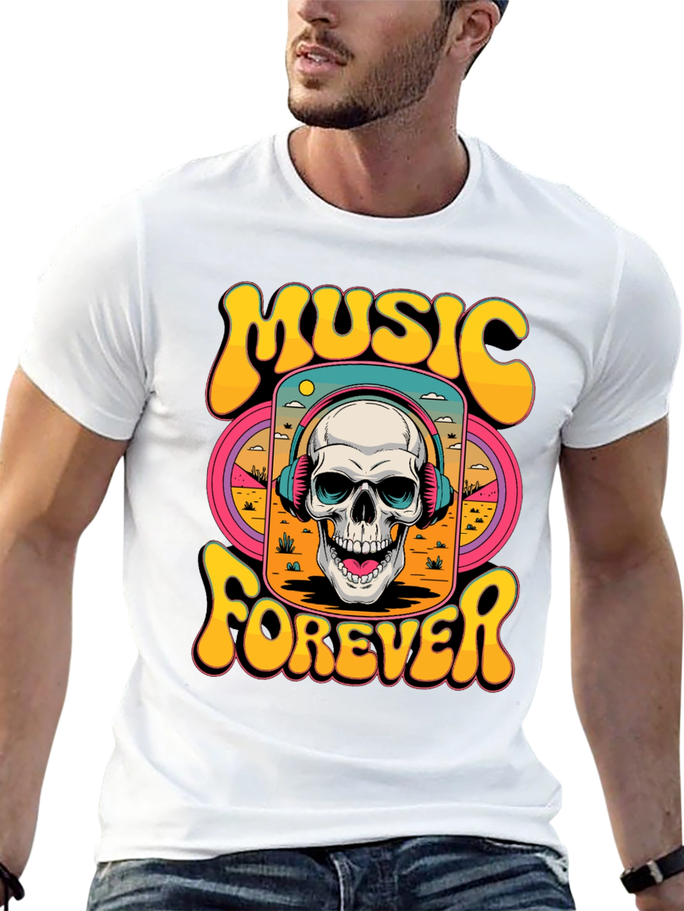 Music Forever Skull Graphic T-Shirt