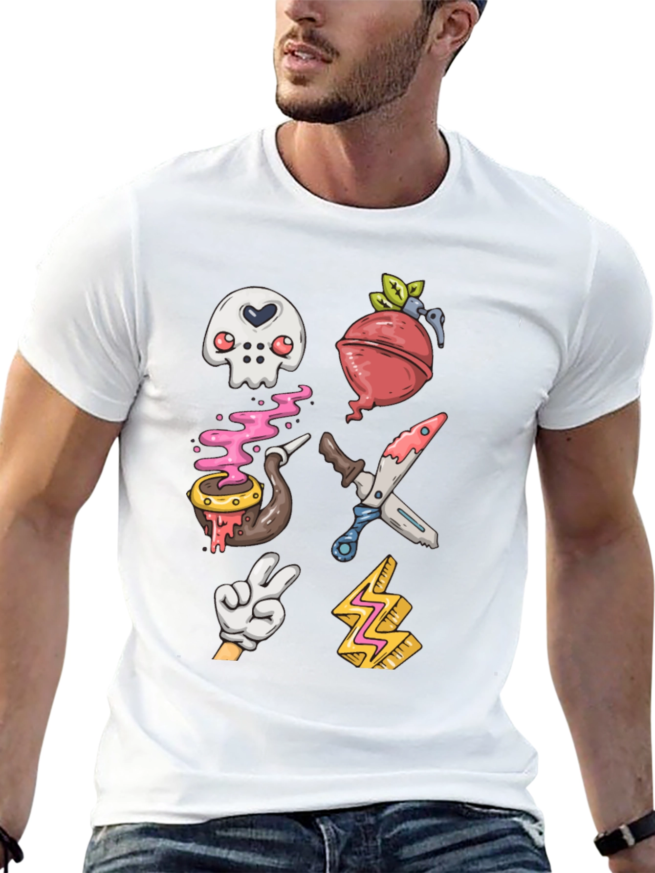 Fun Cartoon Icon Graphic T-Shirt