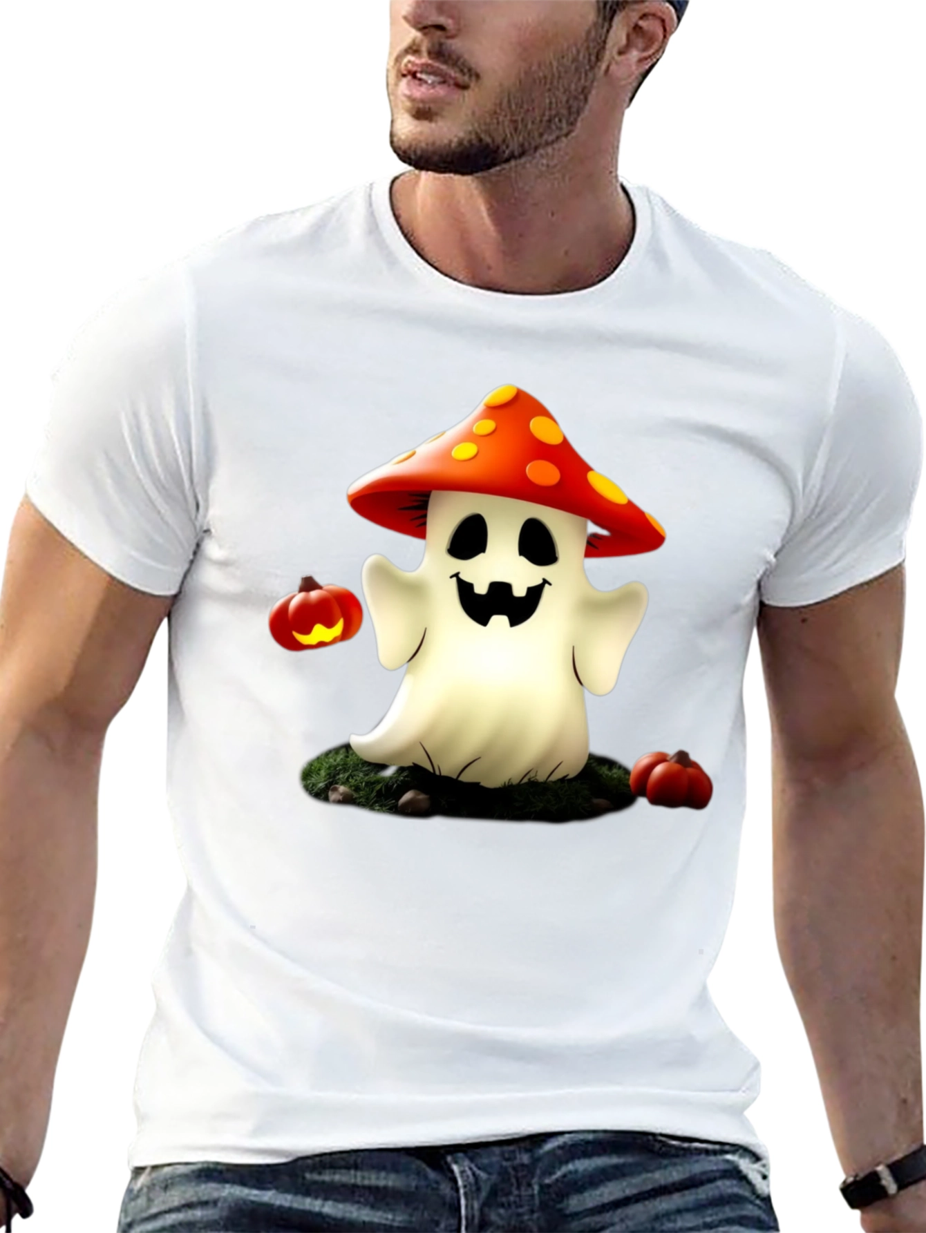 Spooky Mushroom Ghost T-Shirt - Halloween Tee