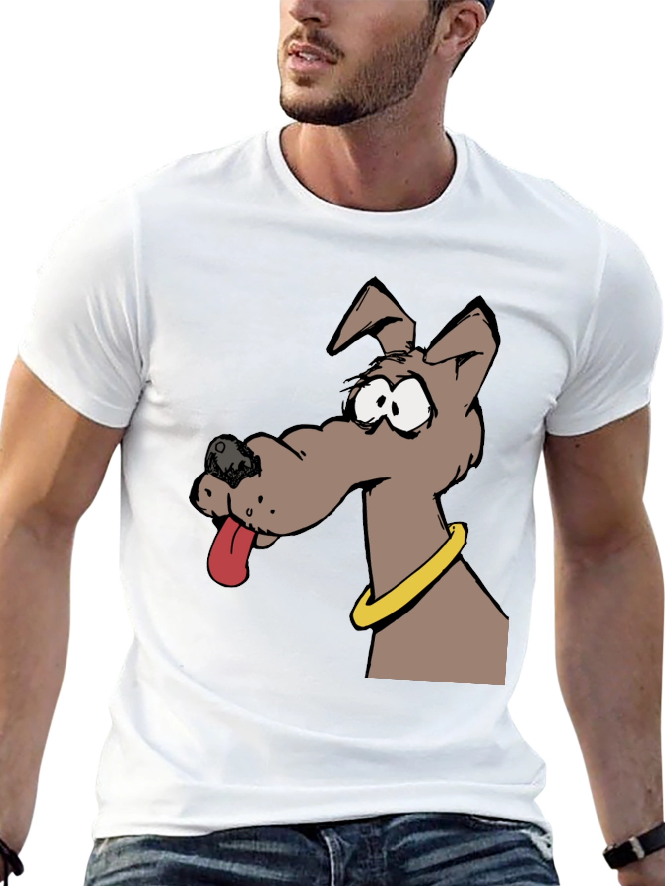 Cartoon Dog Graphic Tee - Unisex Black T-Shirt