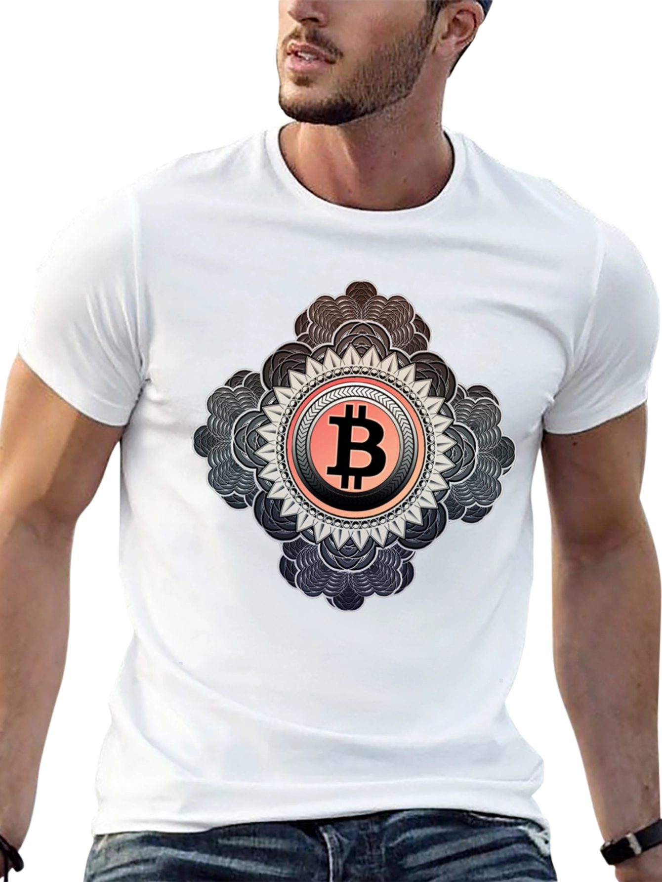Bitcoin Mandala Graphic Tee - Crypto Inspired Fashion