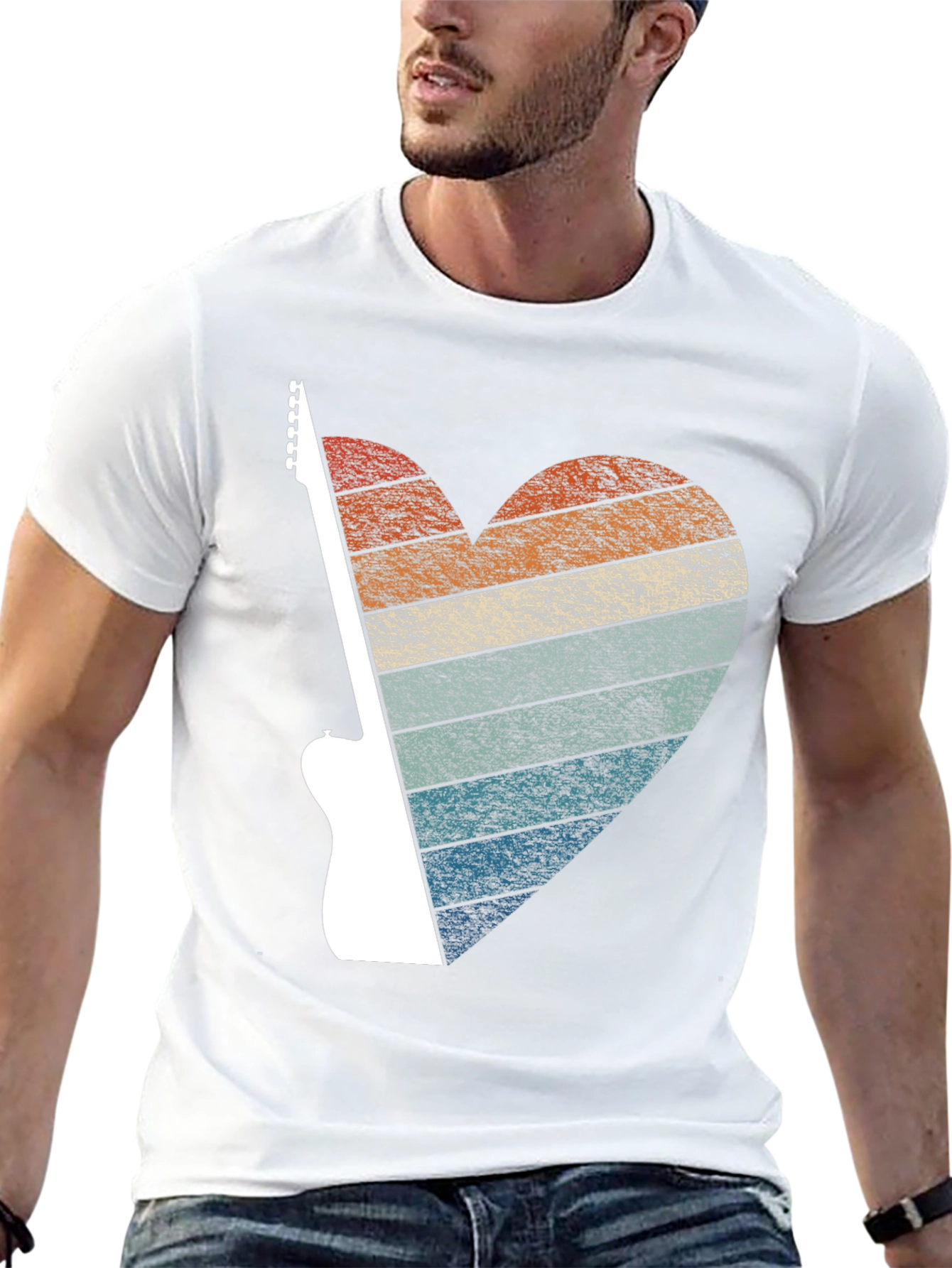 Retro Guitar Heart Graphic Tee