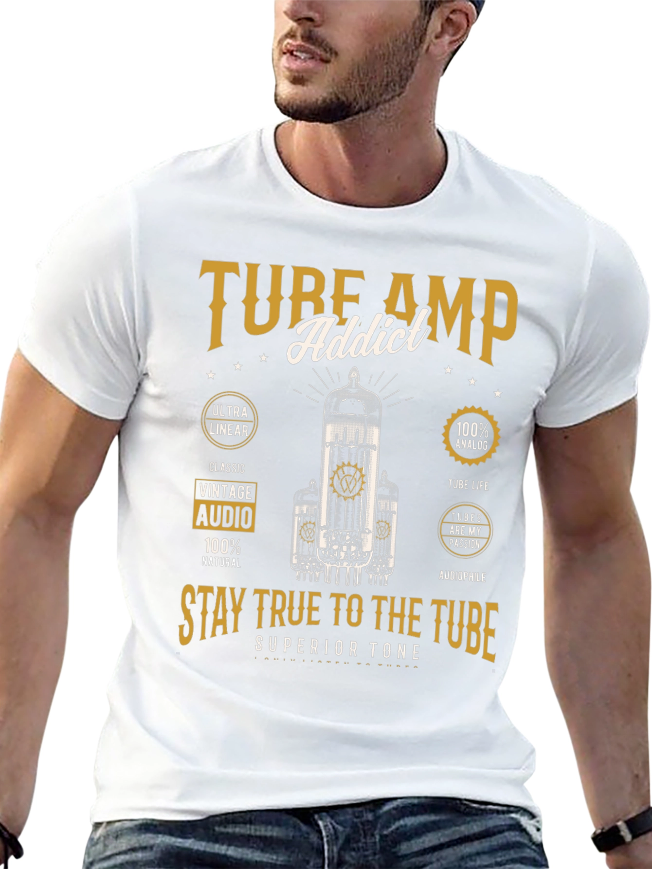 Tube Amp Addict Graphic T-Shirt for Audiophiles