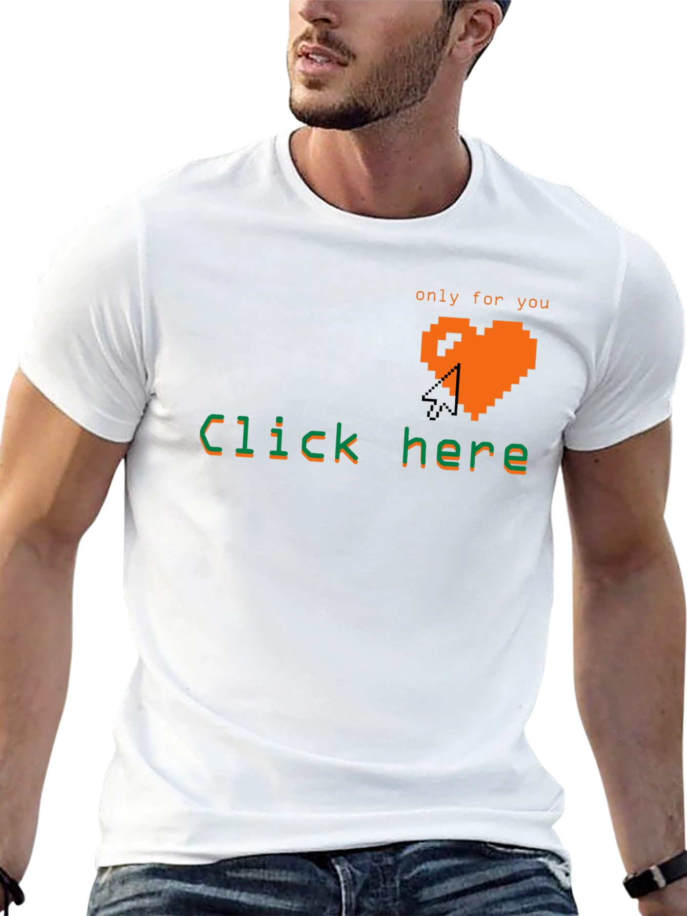 Pixel Heart Click Here Tee - Gamer Style Shirt