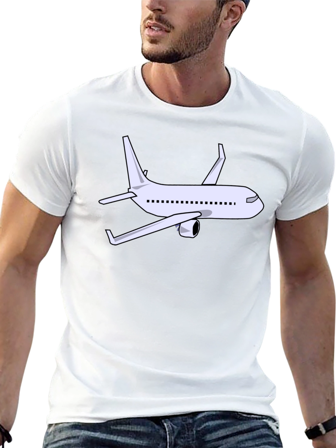 Airplane Graphic Tee - Black Cotton Shirt