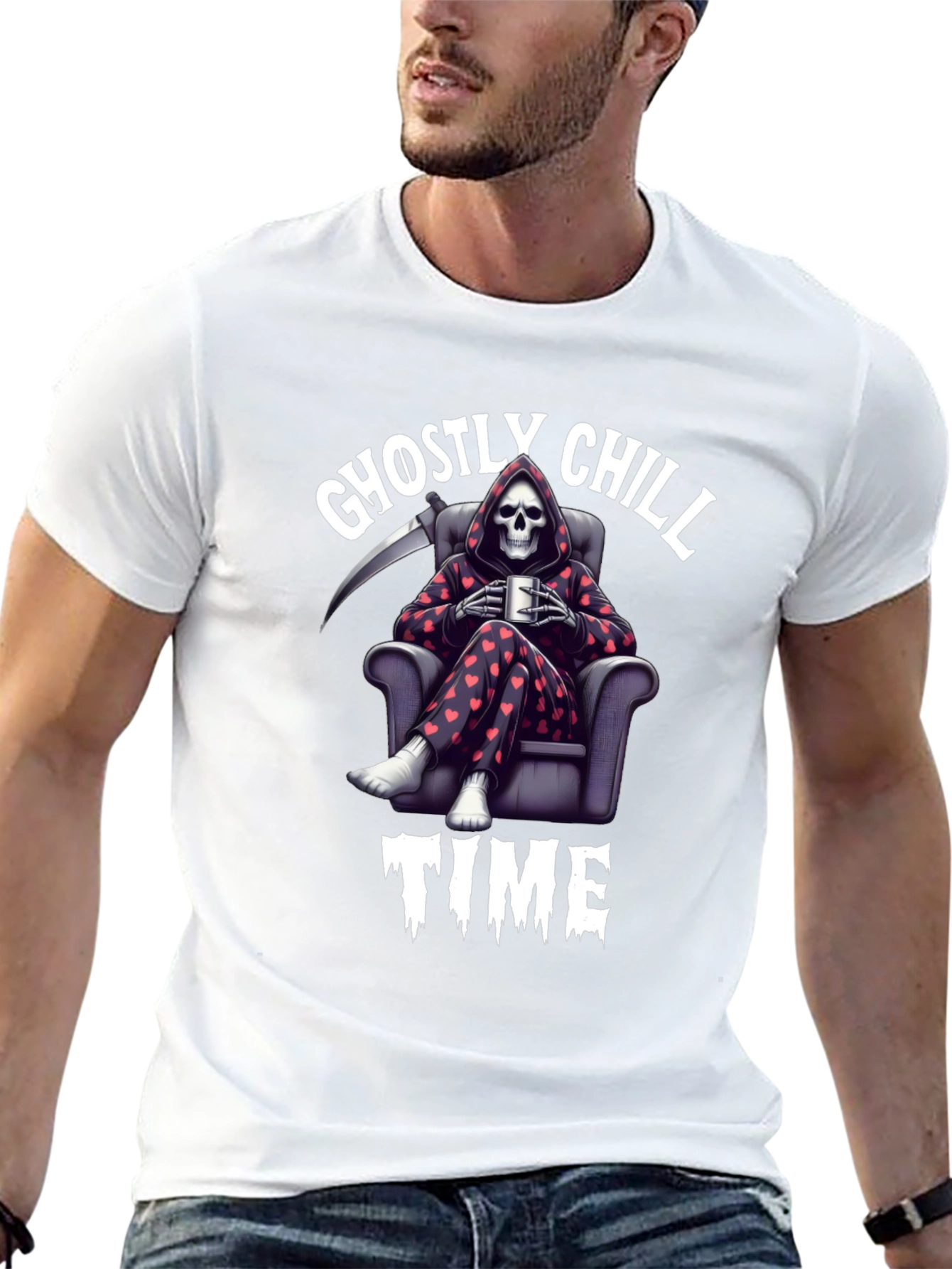 Ghostly Chill Time Black Graphic T-Shirt