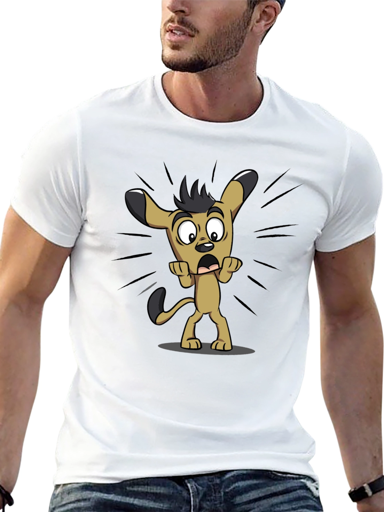 Funny Cartoon Dog Black T-Shirt
