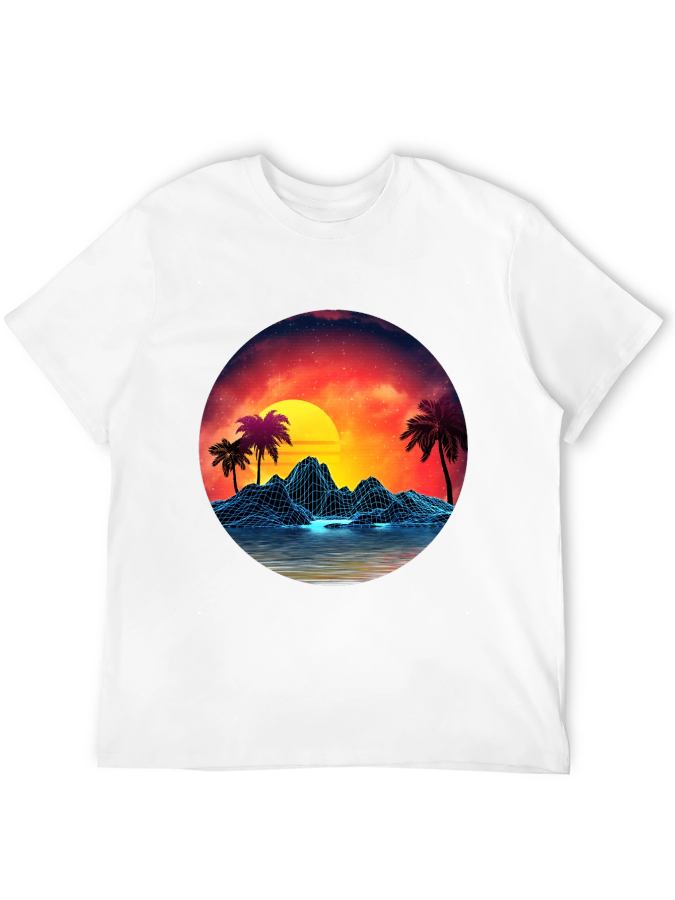 Retro Sunset Graphic Tee - Synthwave Design