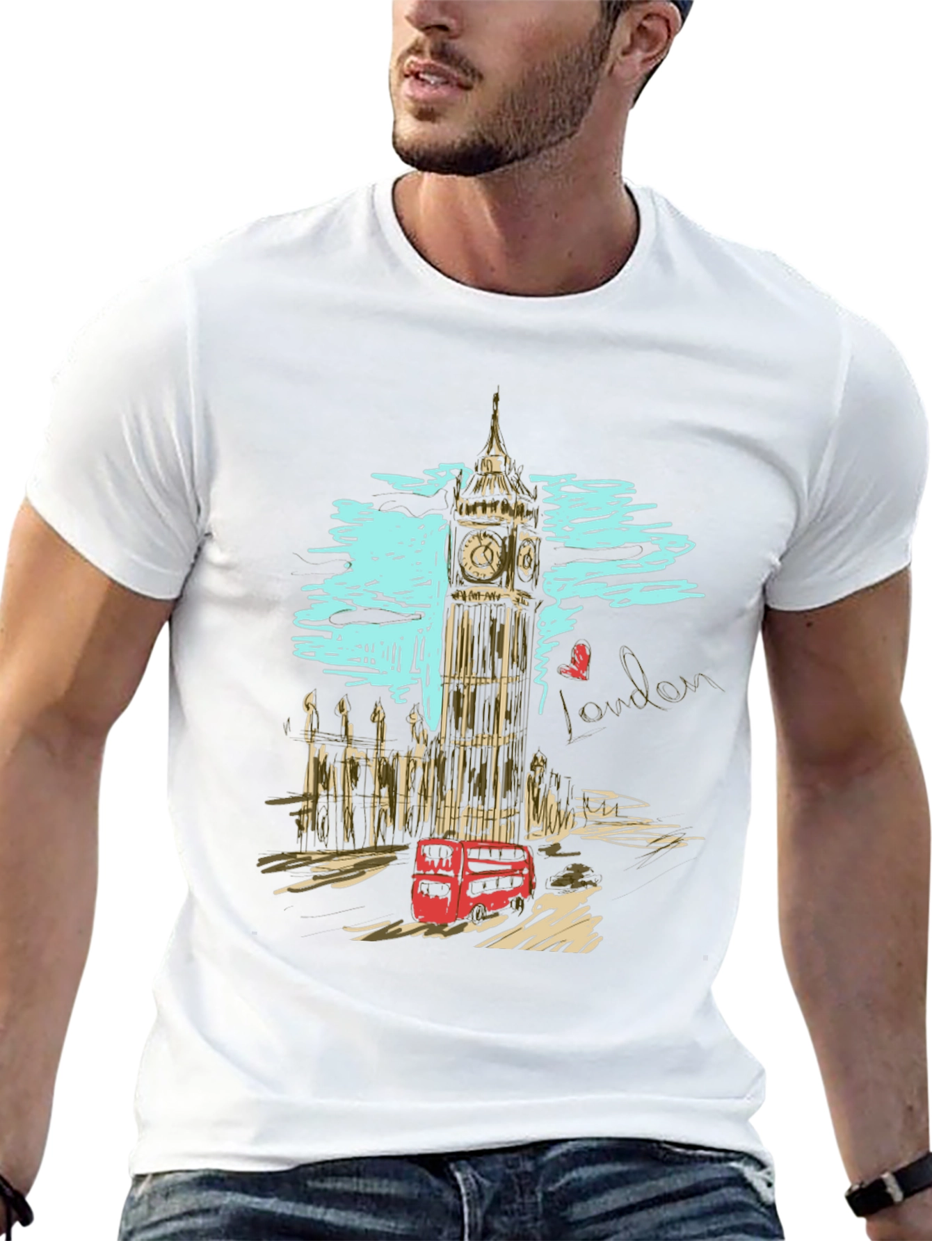 London Big Ben Sketch Mens T-Shirt