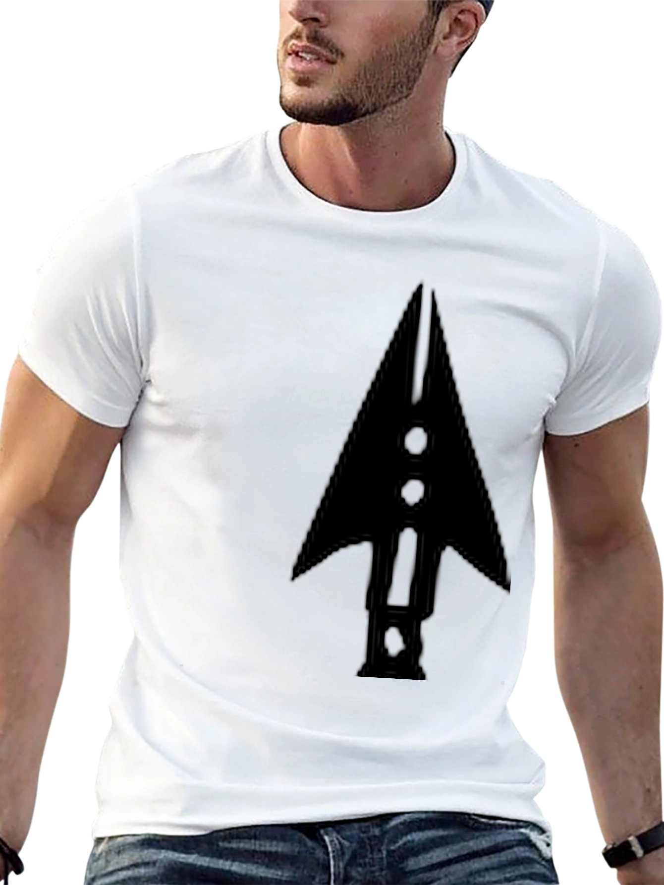 Mens Black Arrowhead Graphic Tee - Modern Casual Style
