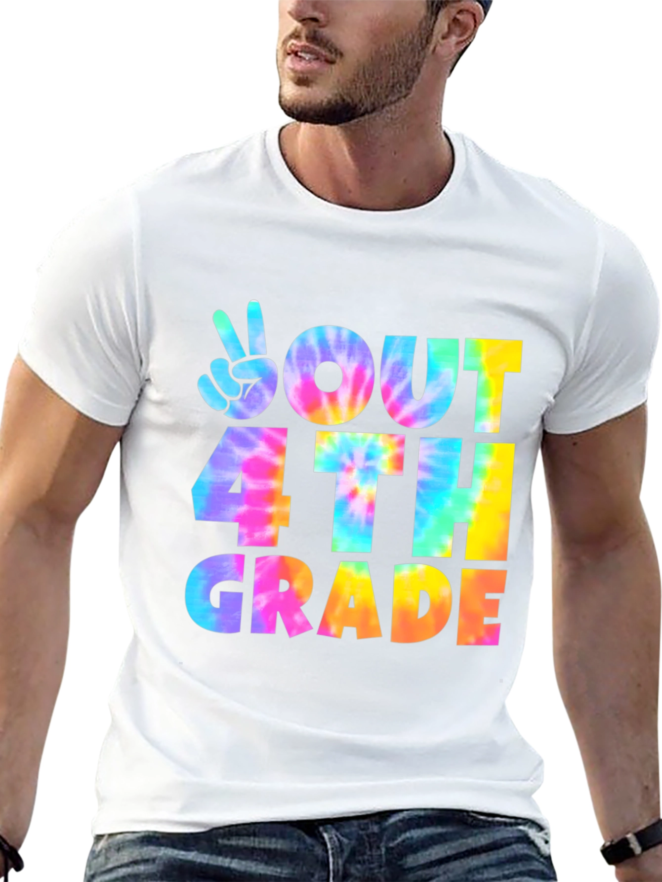 Out 4th Grade Tie-Dye Peace Sign T-Shirt