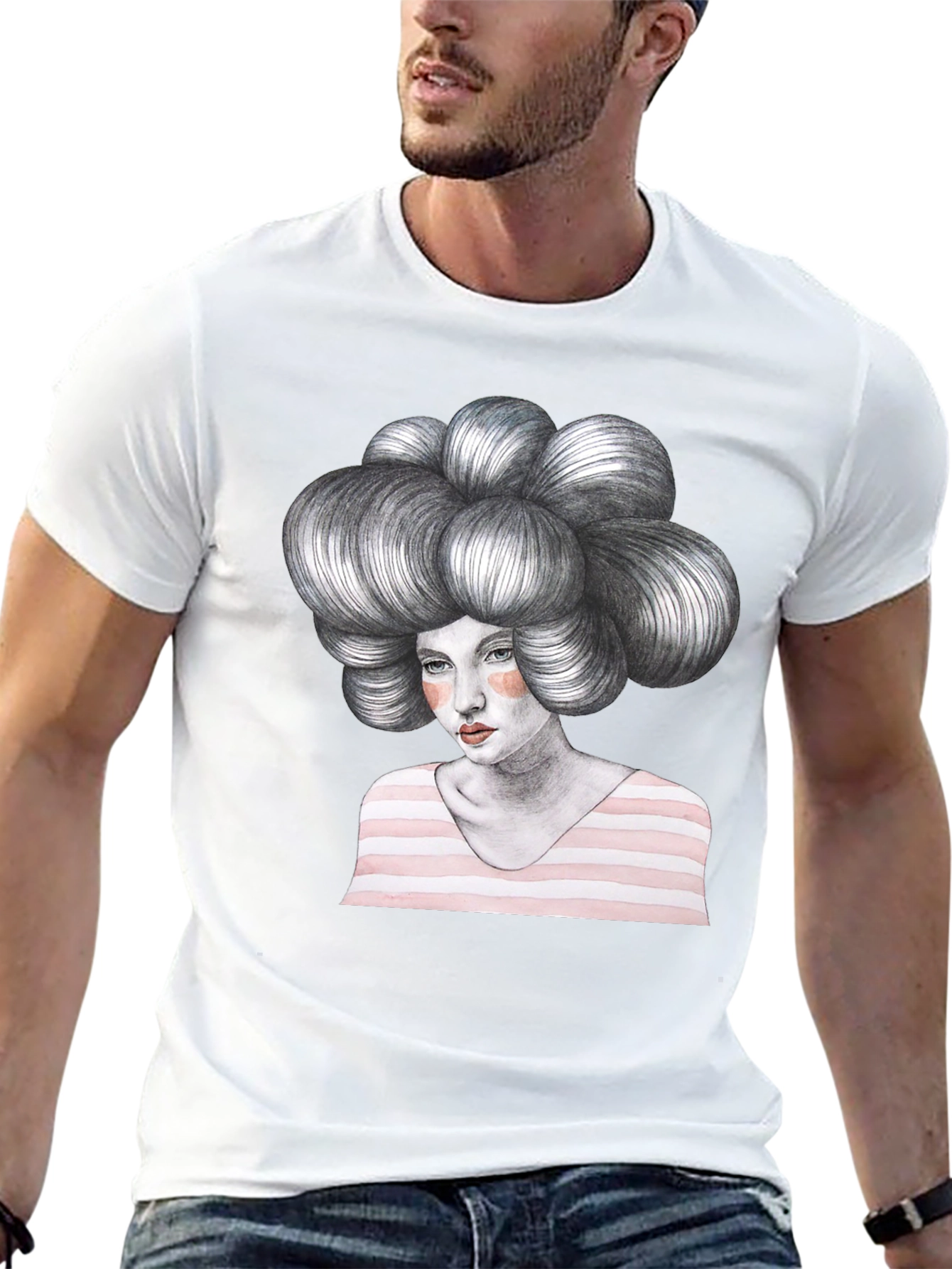 Artistic Woman Graphic Tee - Unique Design T-Shirt