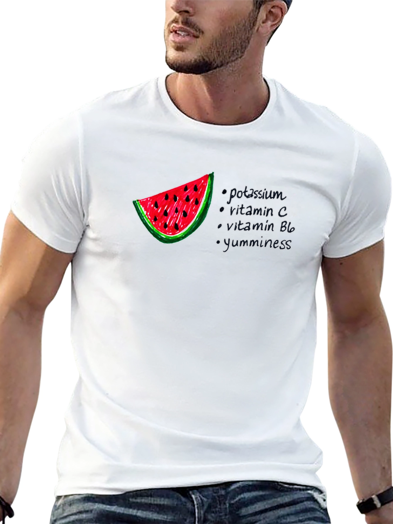 Watermelon Nutrition Facts Graphic T-Shirt - Unisex Black Tee