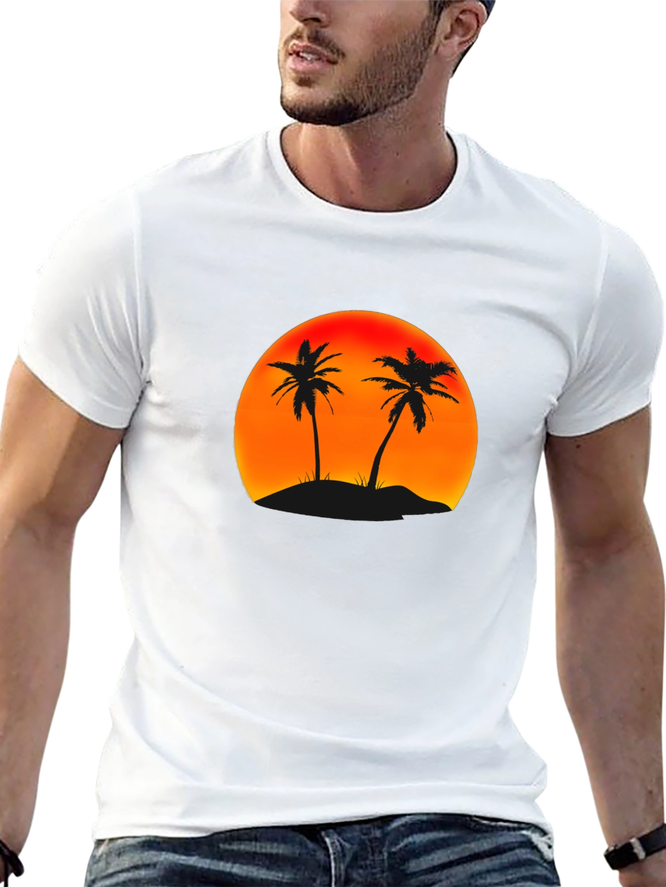 Sunset Palm Tree Graphic T-Shirt