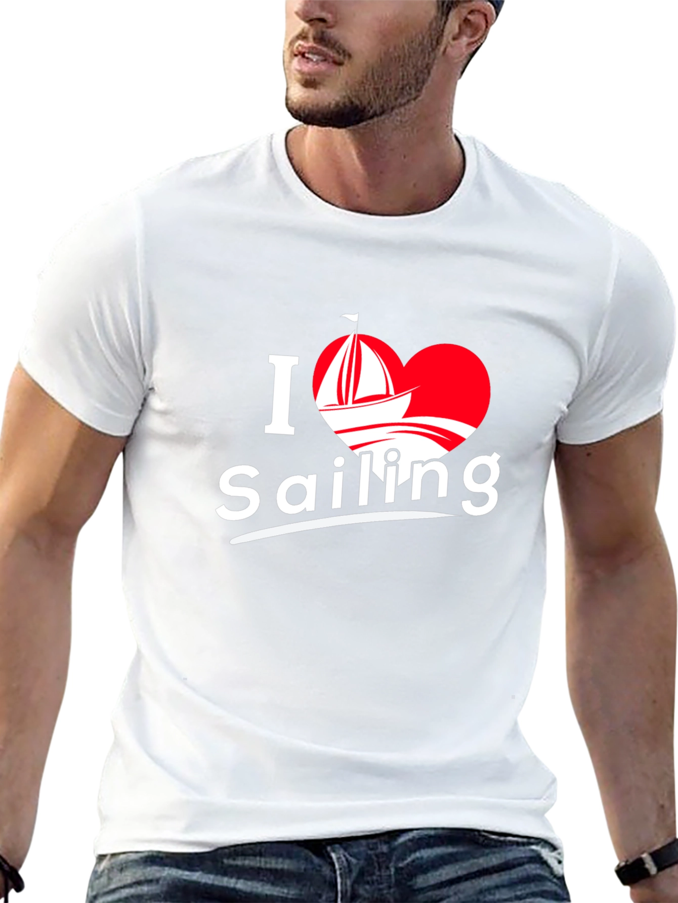 I Love Sailing T-Shirt - Black Cotton Tee
