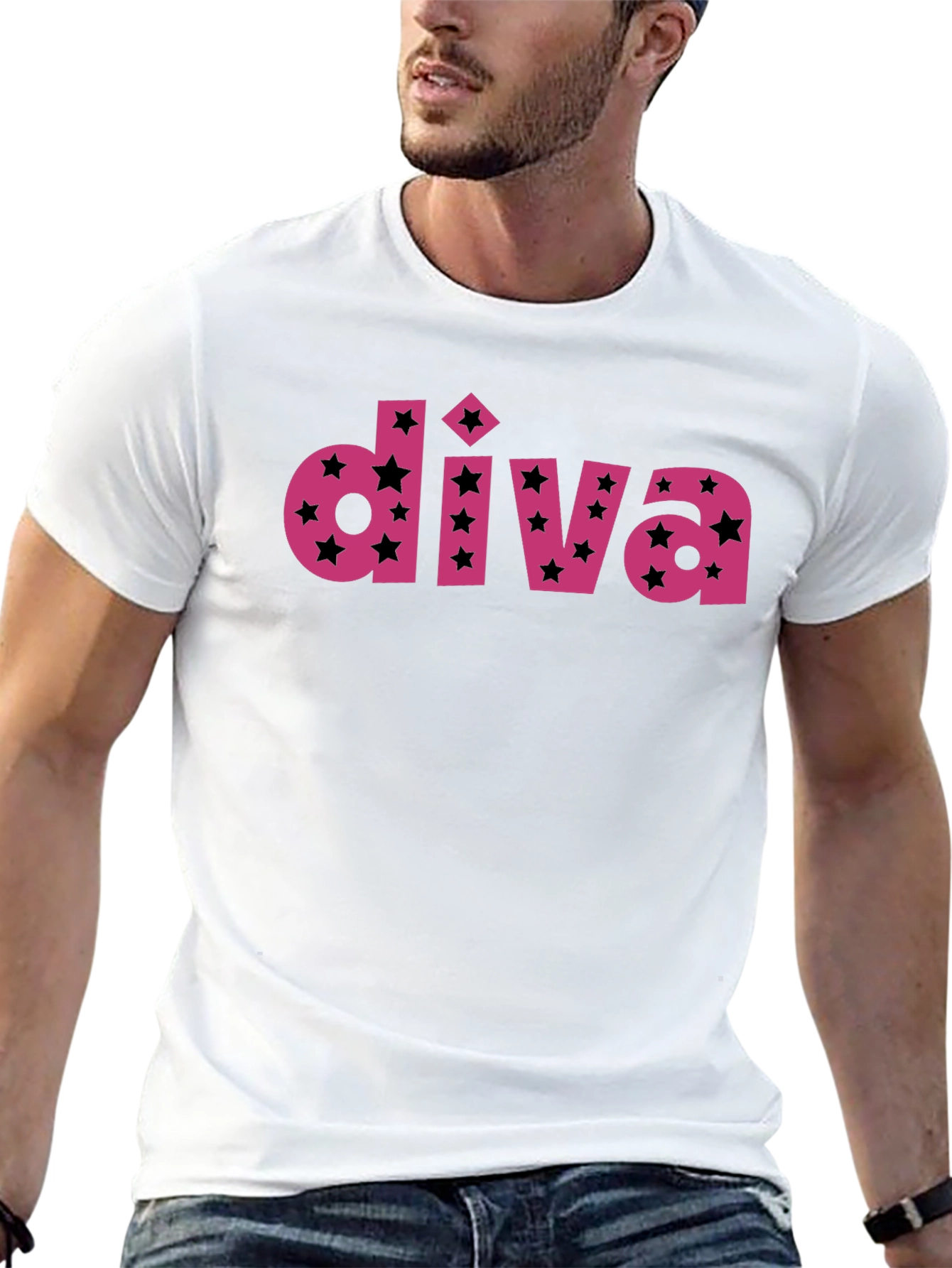Diva Star Graphic Print Black Tee