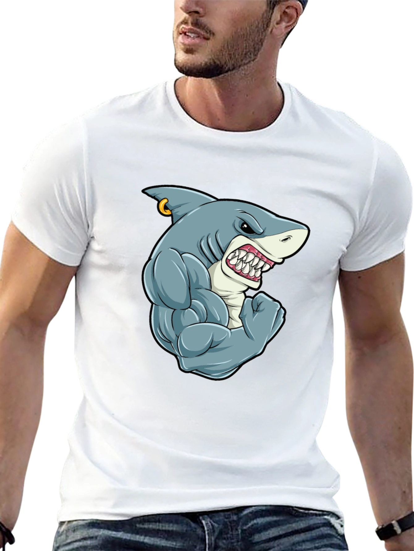 Shark Muscle T-Shirt - Black Tee