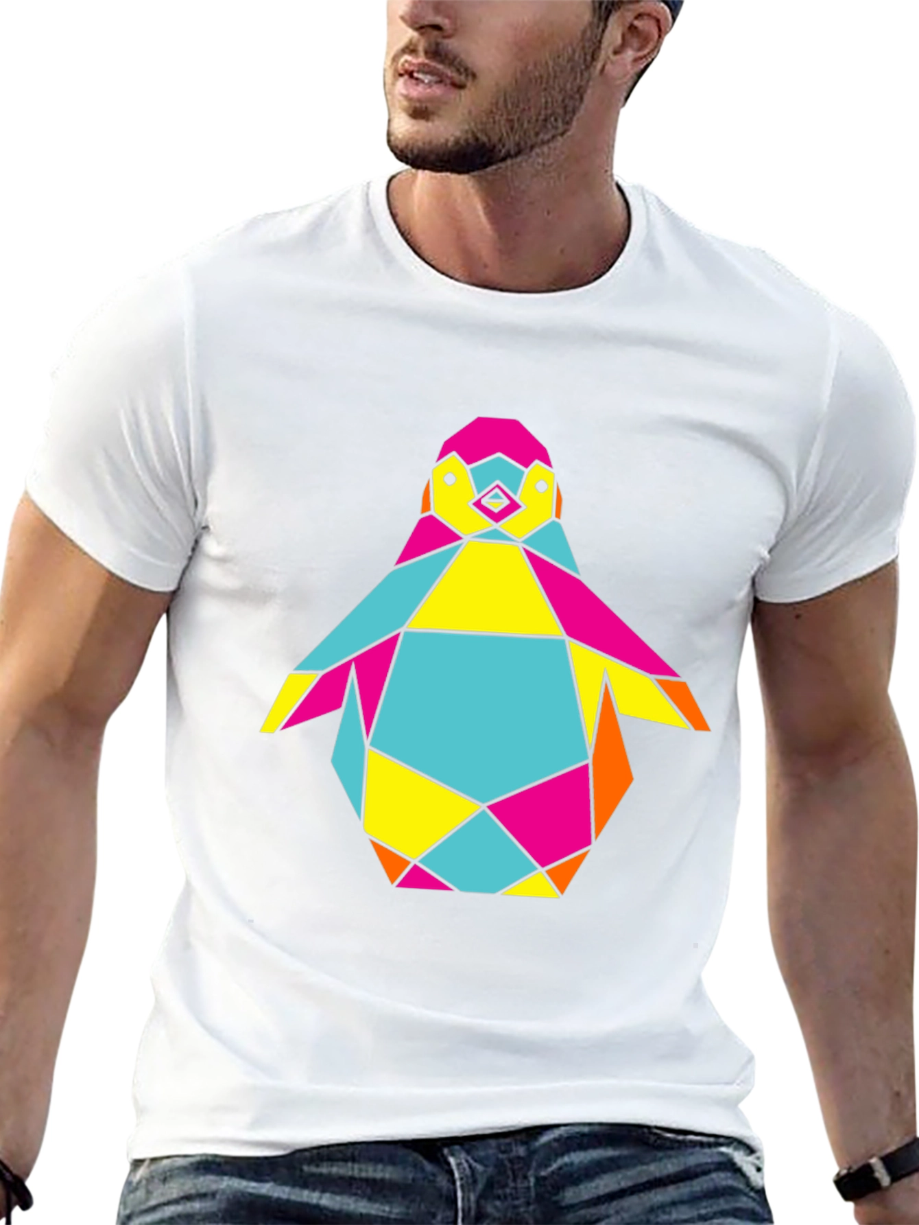 Geometric Penguin Graphic Tee - Cool Modern Design