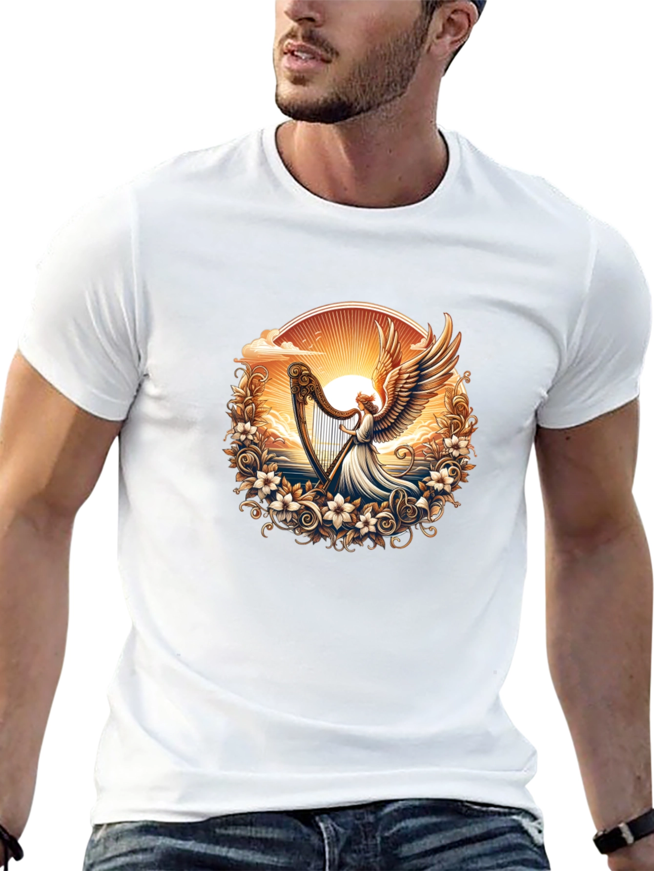 Angel Harp Graphic Tee - Black