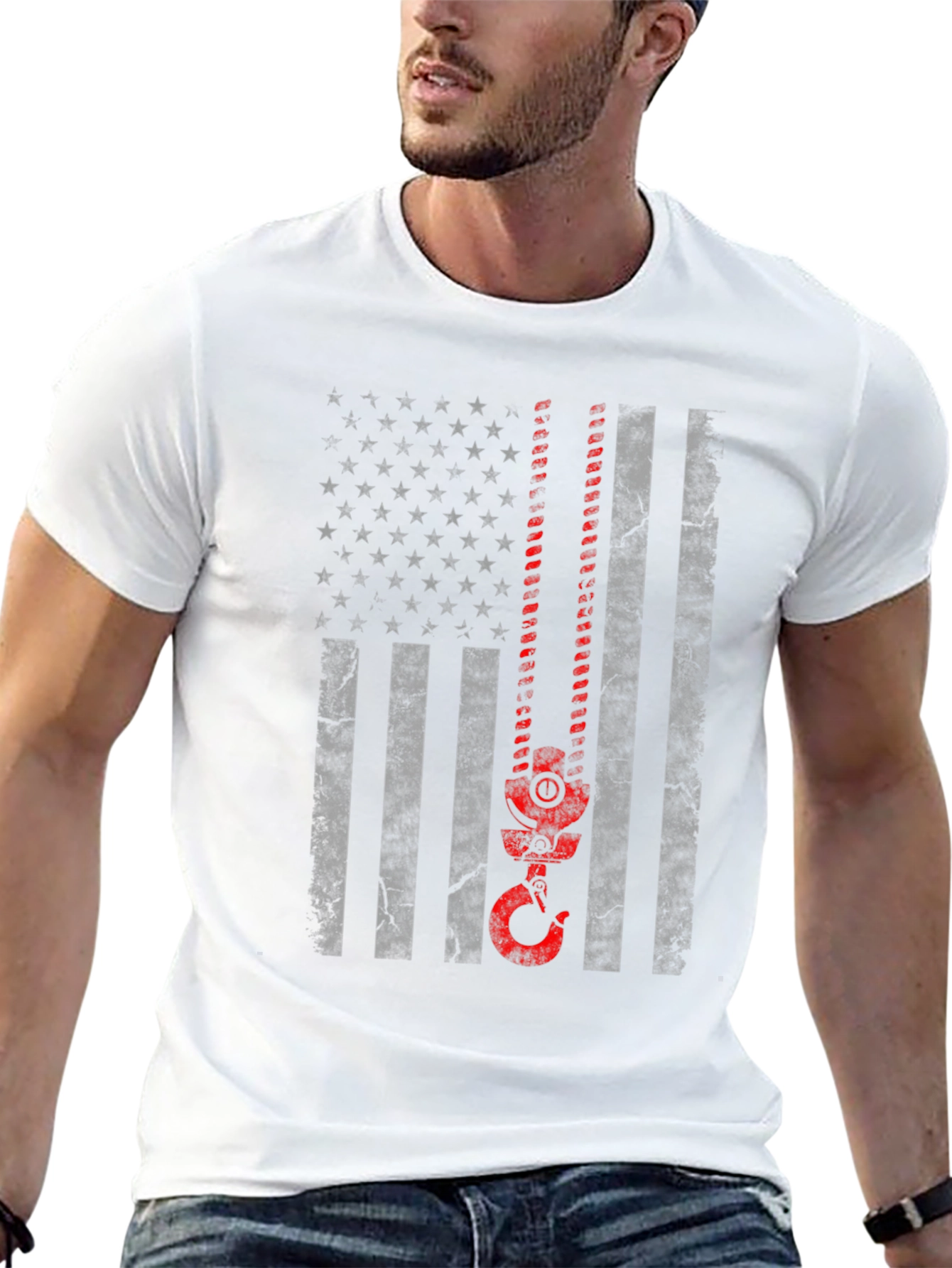 American Flag Crane Operator T-Shirt