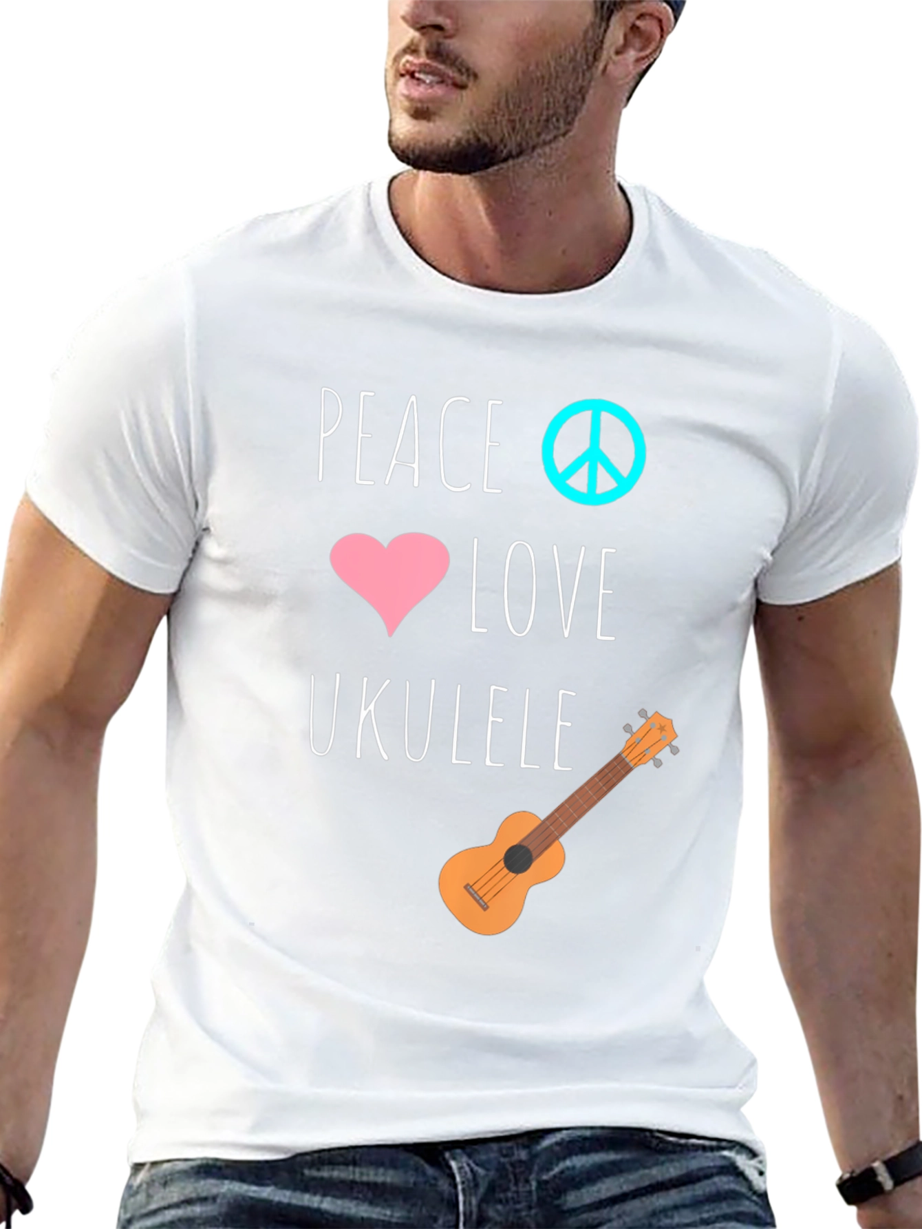Peace Love Ukulele Graphic T-Shirt