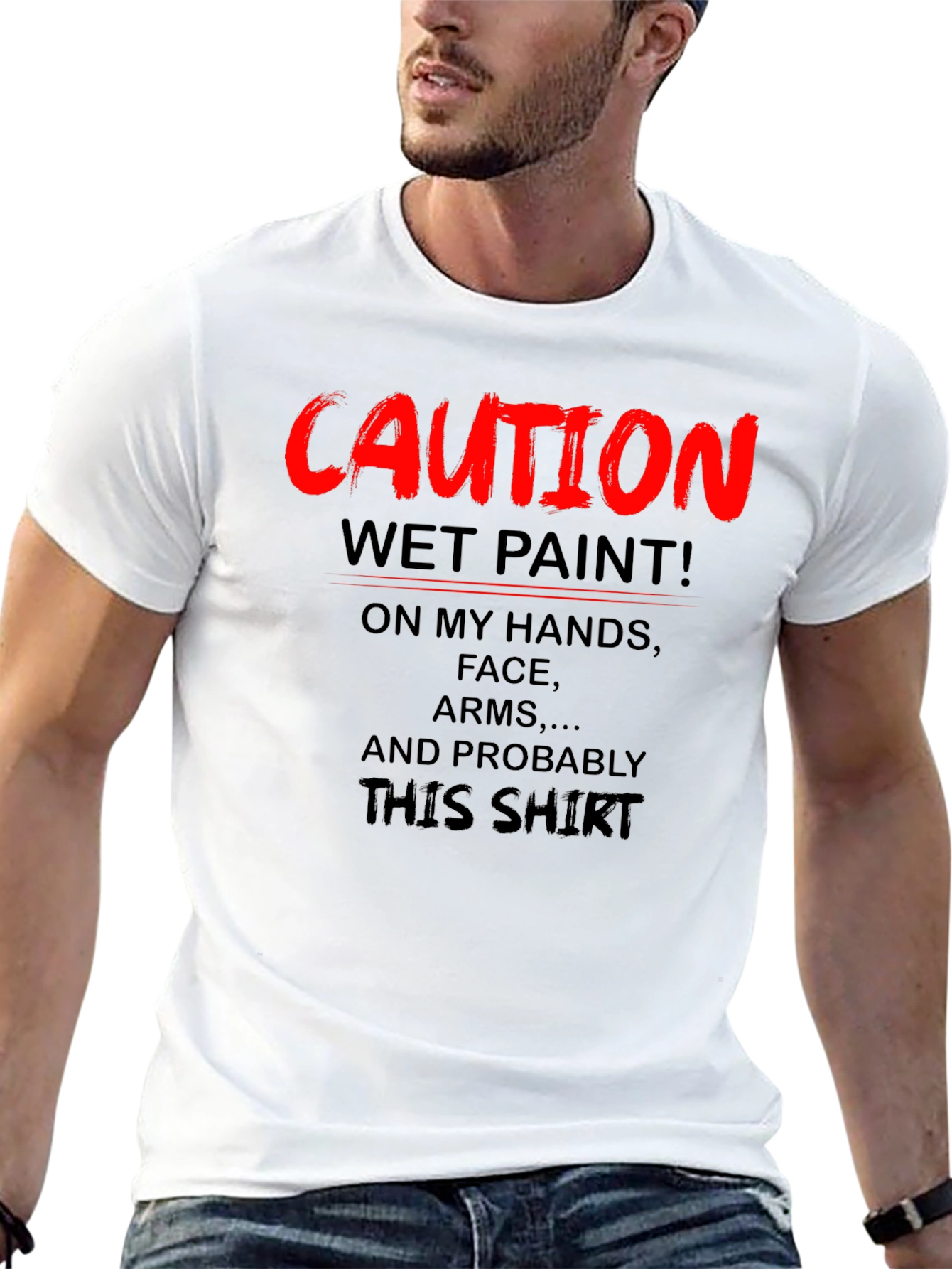 Caution Wet Paint Graphic T-Shirt