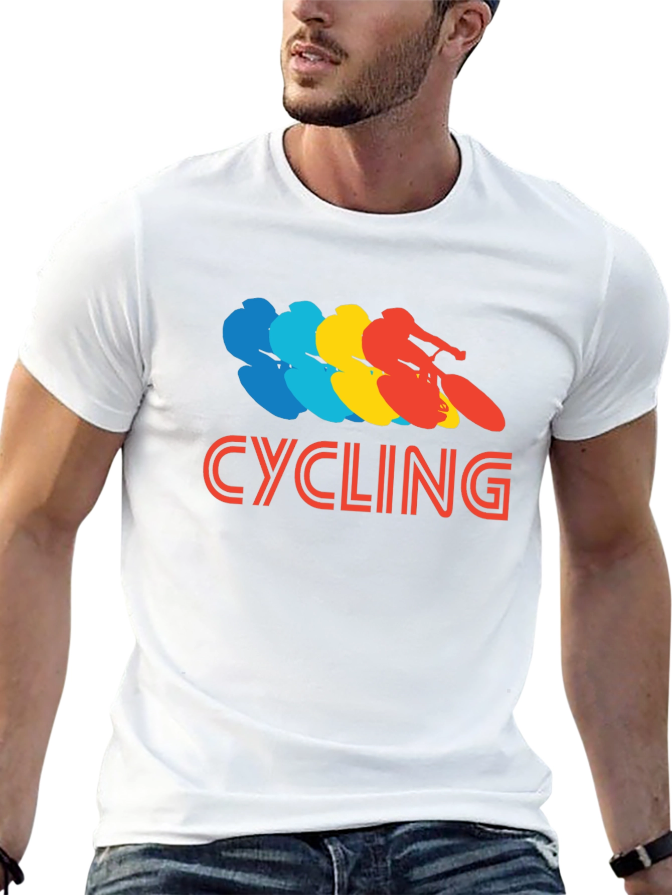 Retro Cycling Graphic Tee - Black Cotton T-Shirt