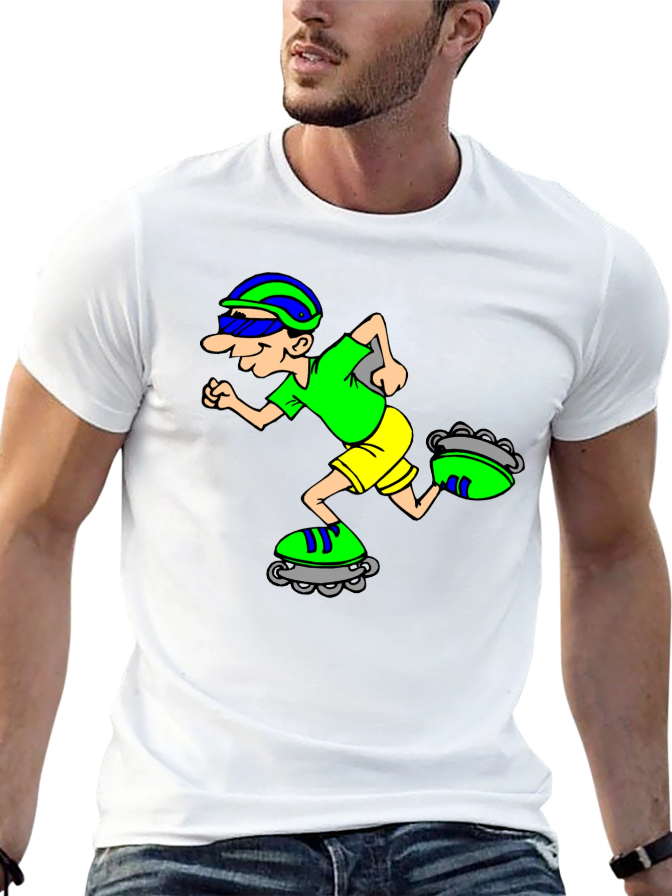 Cartoon Inline Skater Graphic Tee - Black