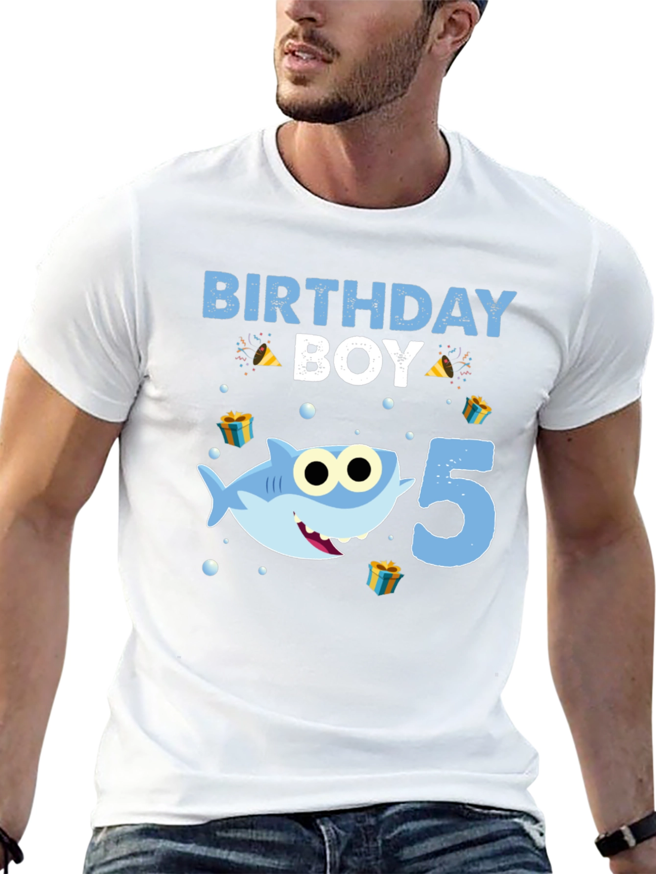 Birthday Boy Shark 5th Birthday T-Shirt