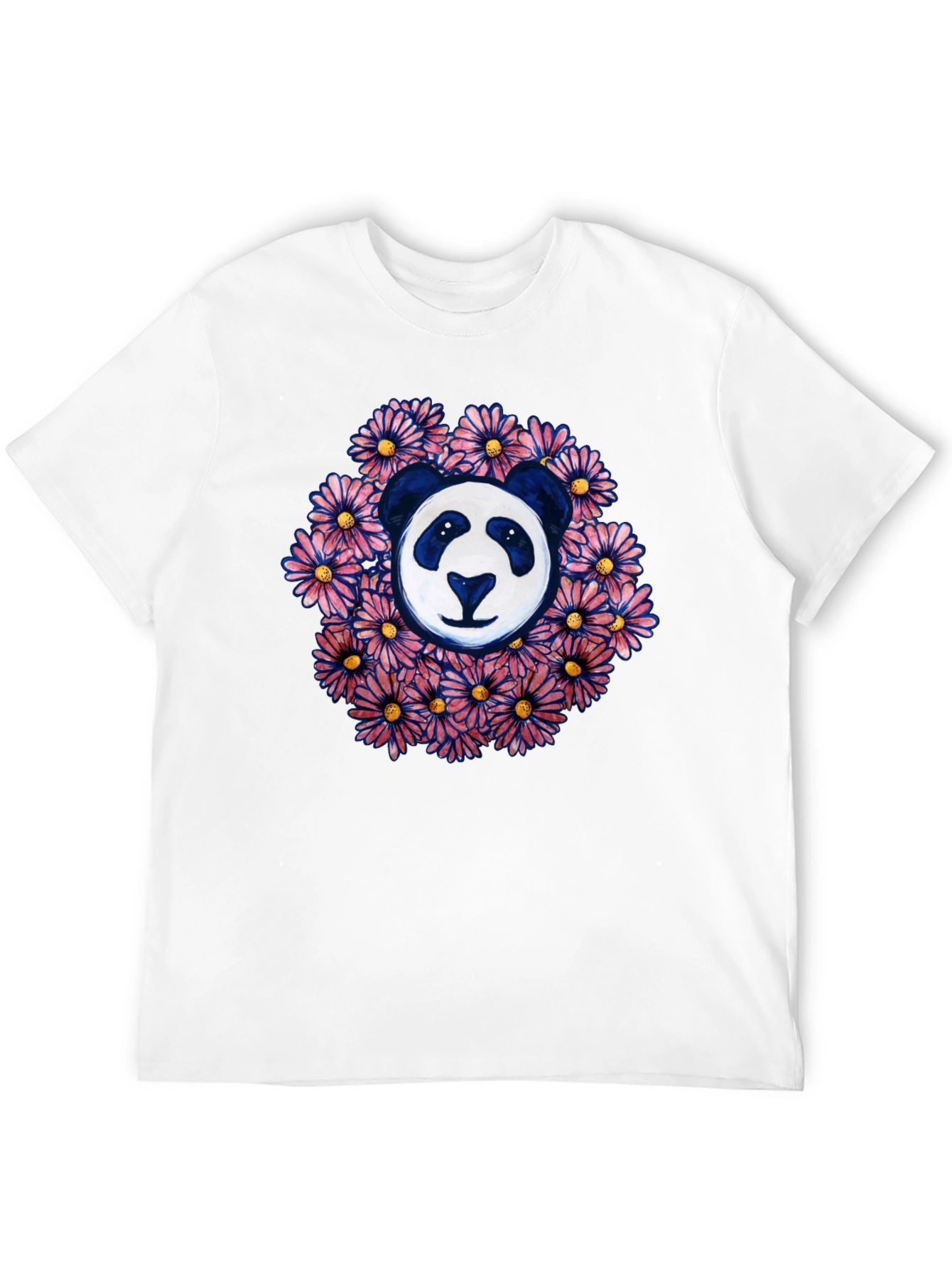 Panda Surrounded by Flowers Graphic T-Shirt