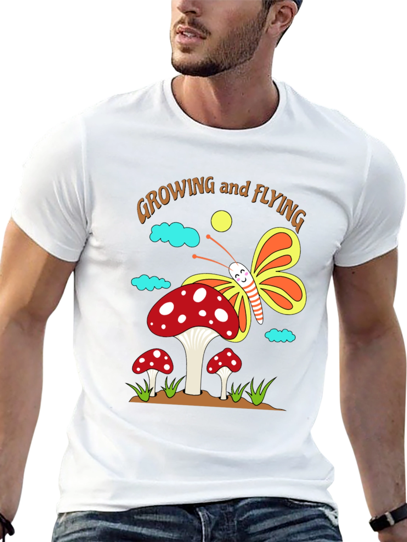 Growing and Flying Mushroom Butterfly T-Shirt