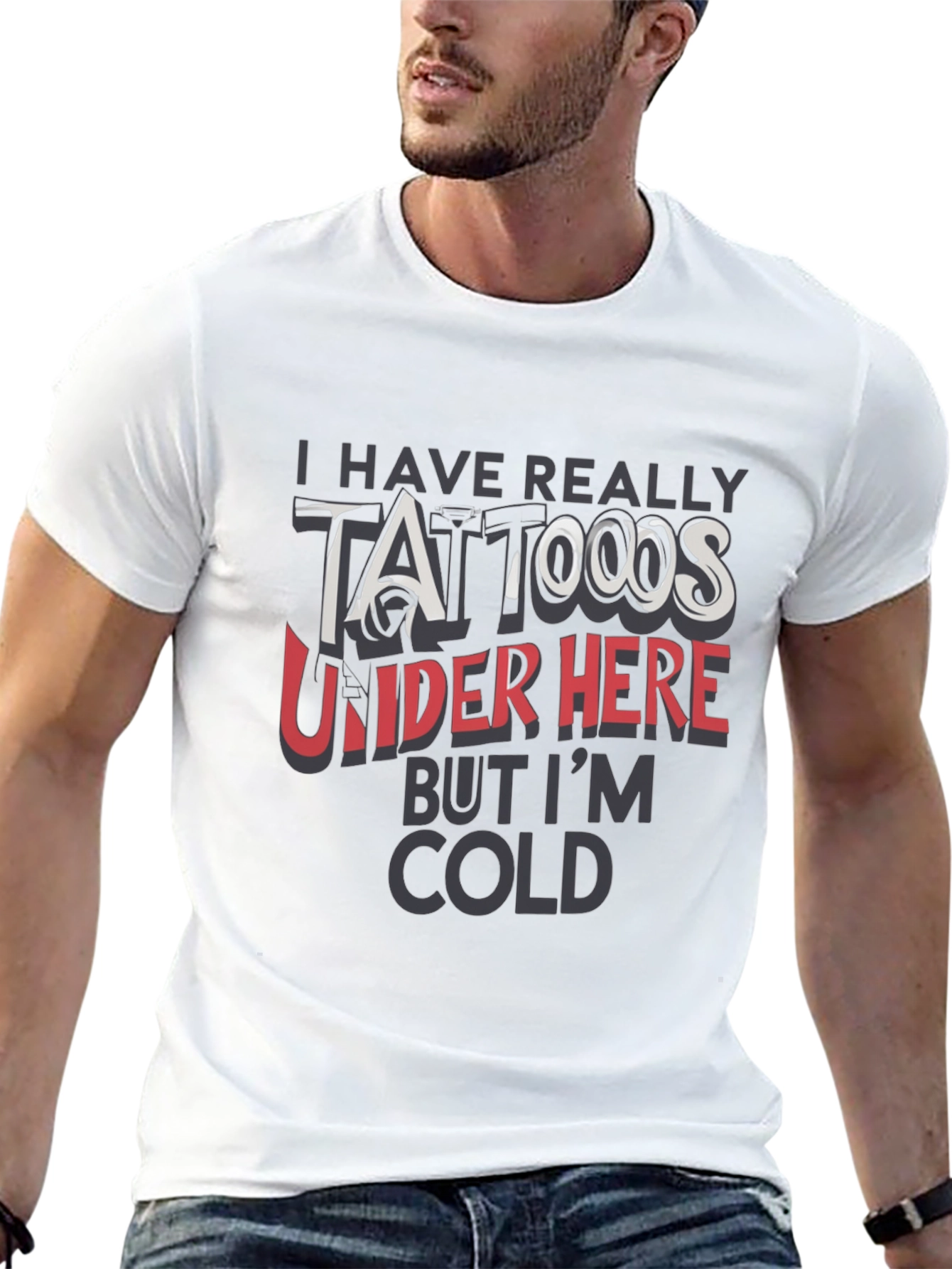 Funny Tattoo Graphic Print Black T-Shirt