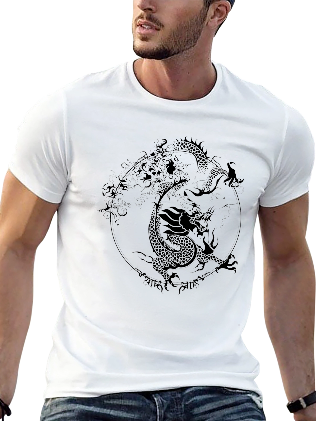 Yin Yang Dragon Black T-Shirt