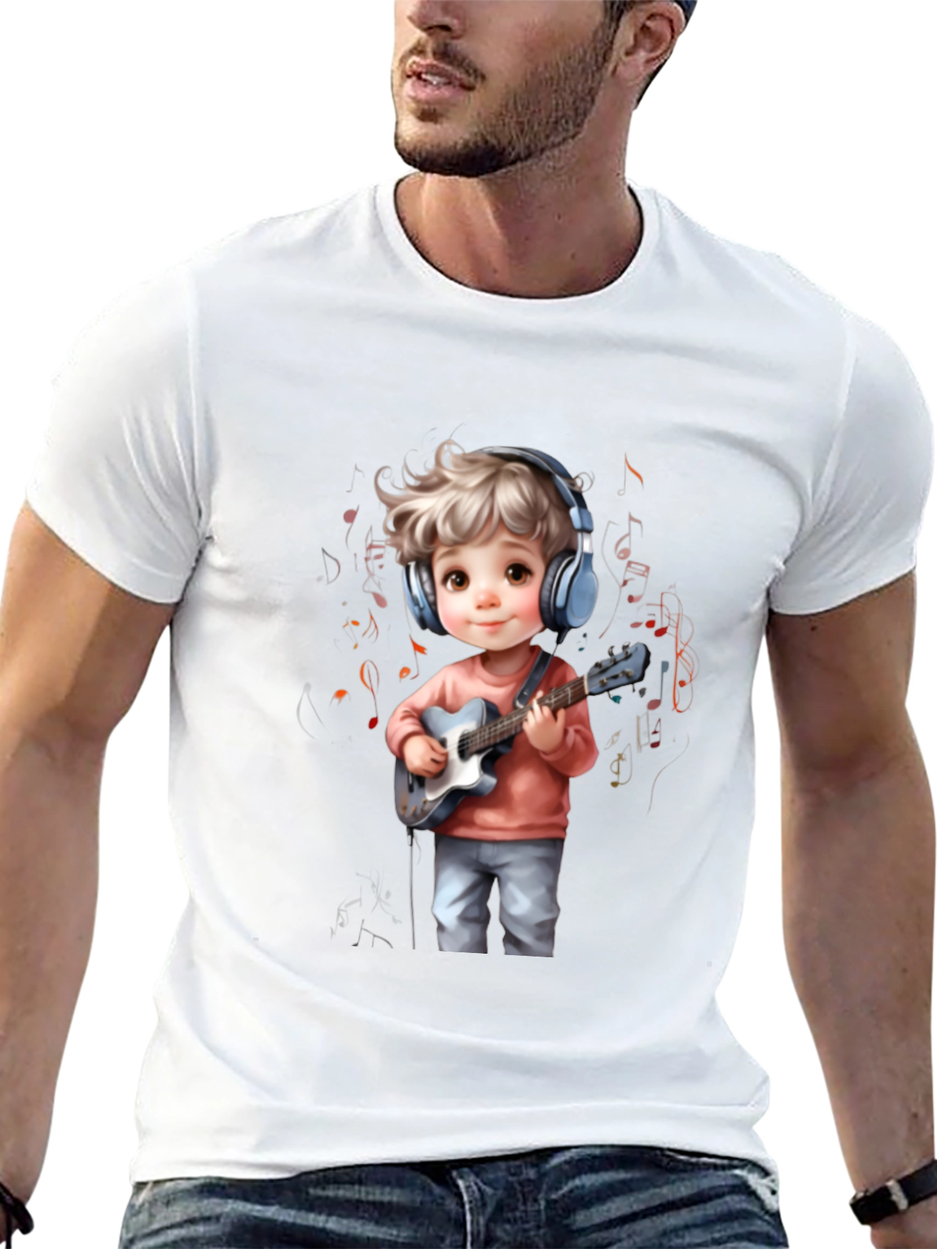 Cartoon Boy Guitar Music T-Shirt