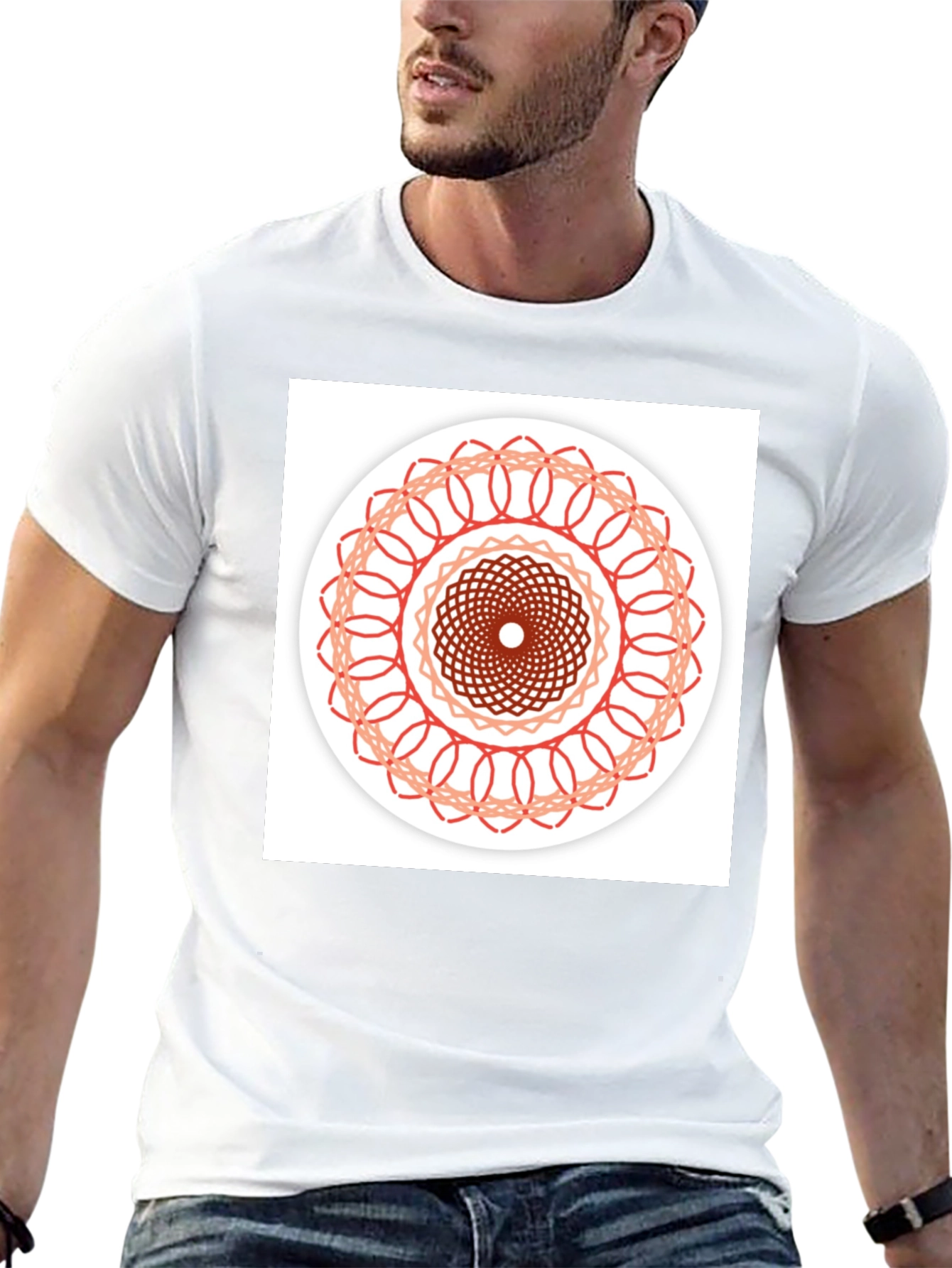 Geometric Mandala Graphic Tee - Stylish Black T-Shirt