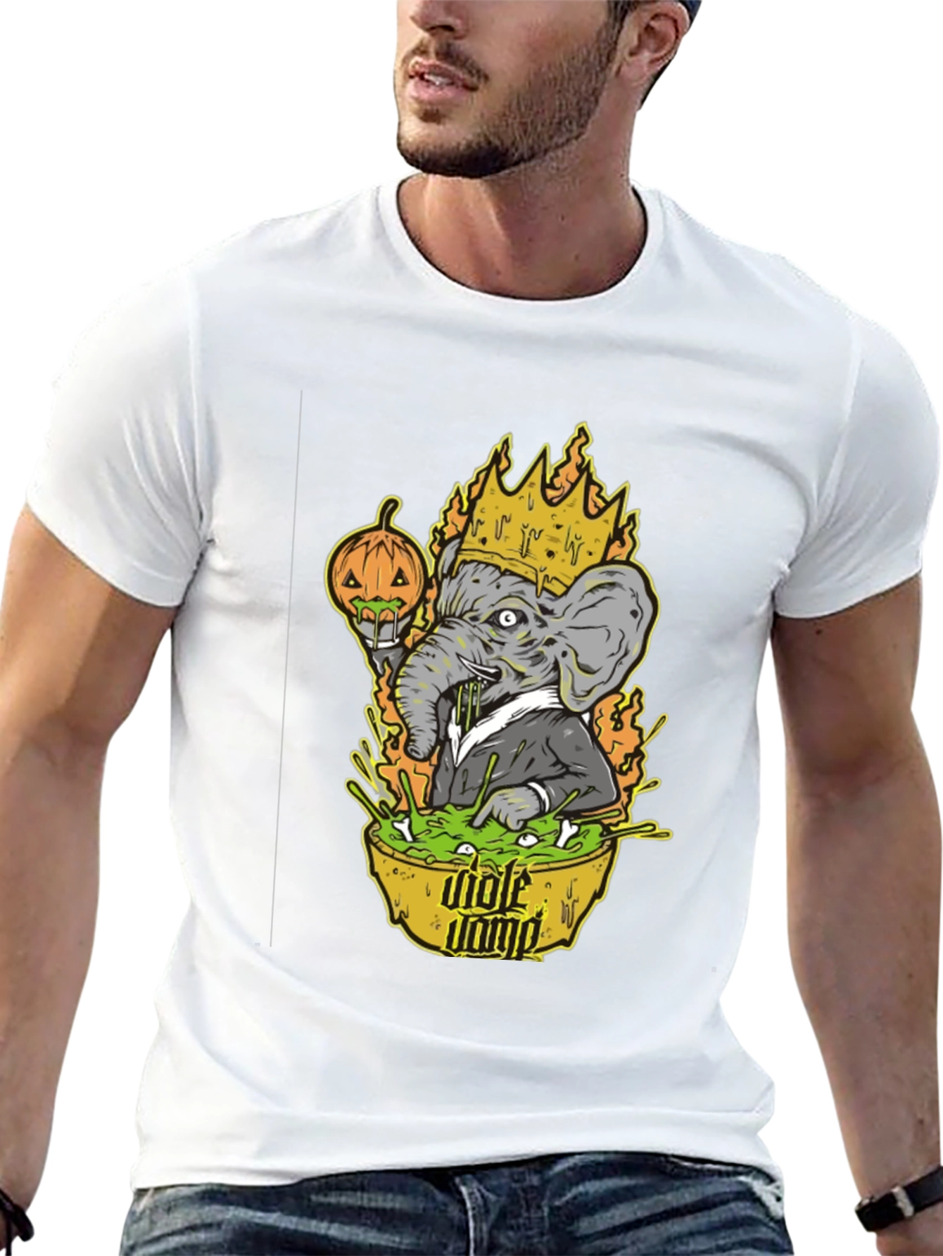King Elephant Halloween T-Shirt - Mole Dump Graphic Tee