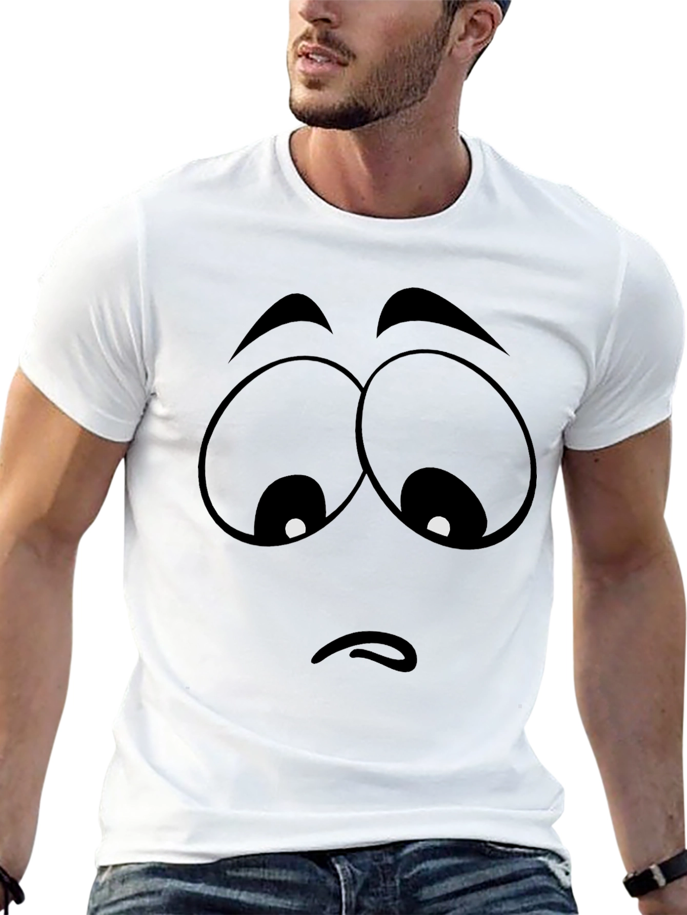 Sad Emoji Graphic Black T-Shirt