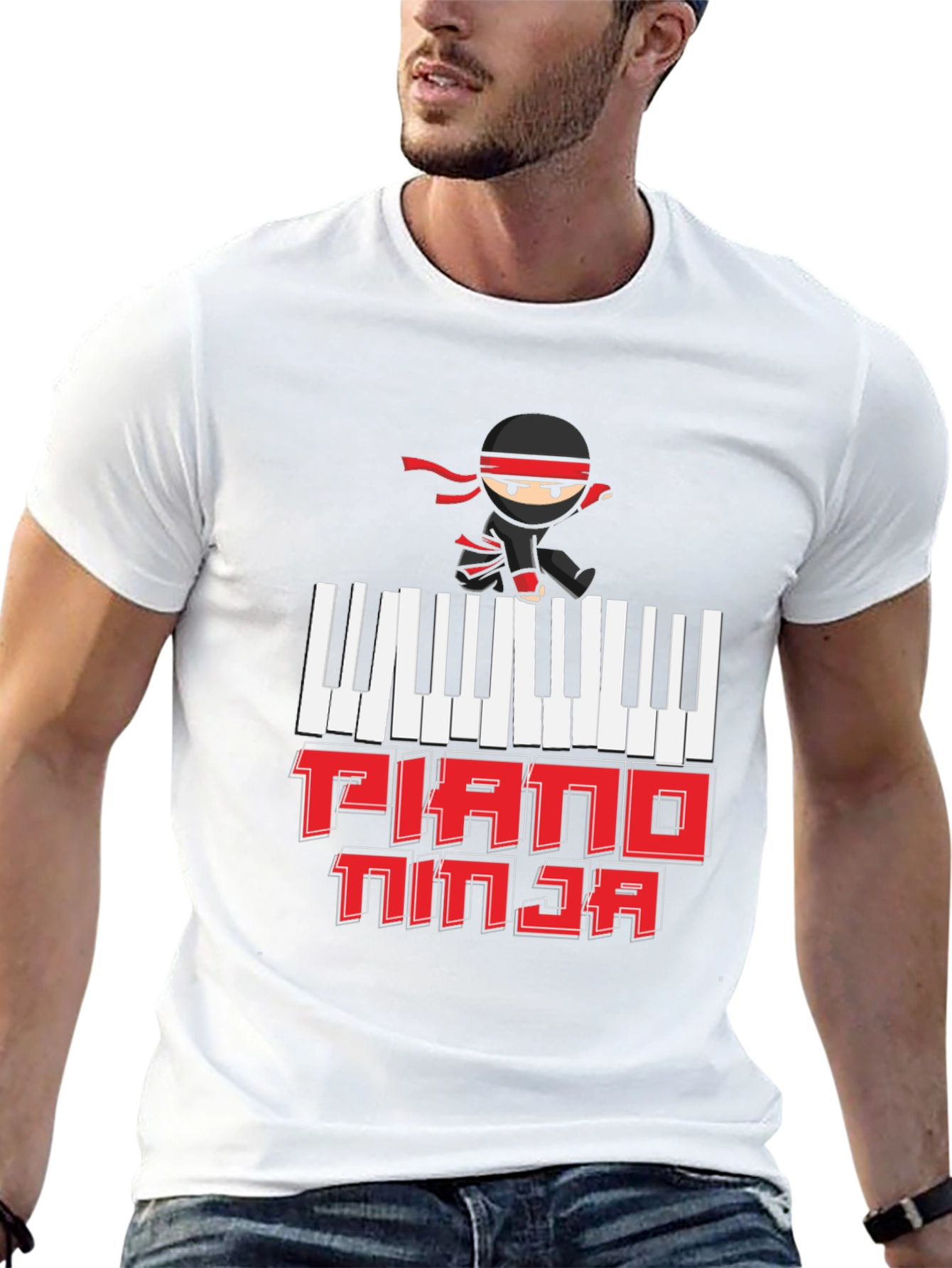 Piano Ninja Graphic T-Shirt - Music Lover Tee