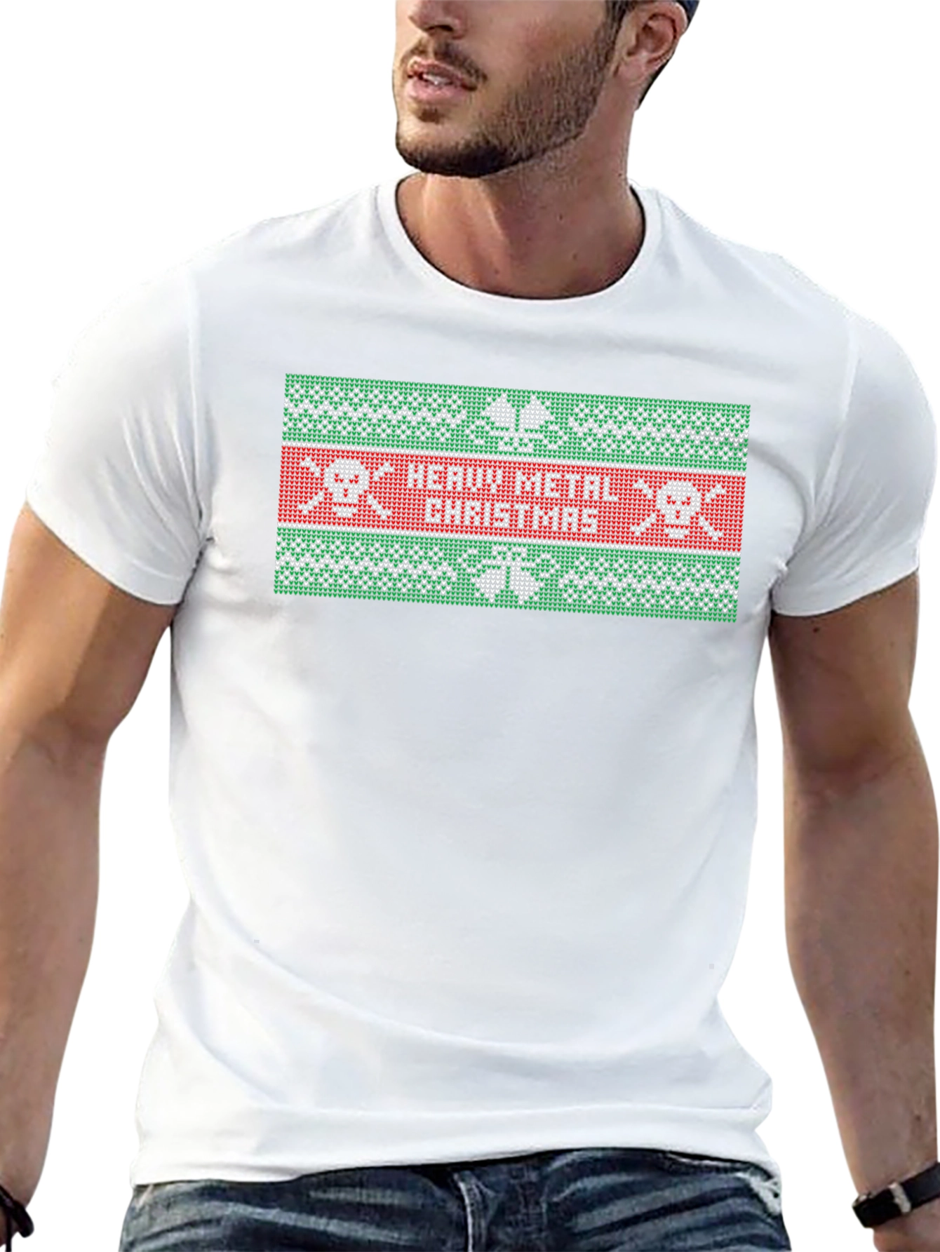 Heavy Metal Christmas Ugly Sweater Style T-Shirt