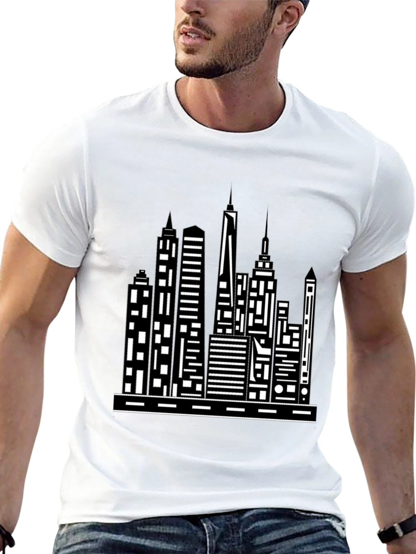 Cityscape Graphic Tee - Modern Black T-Shirt