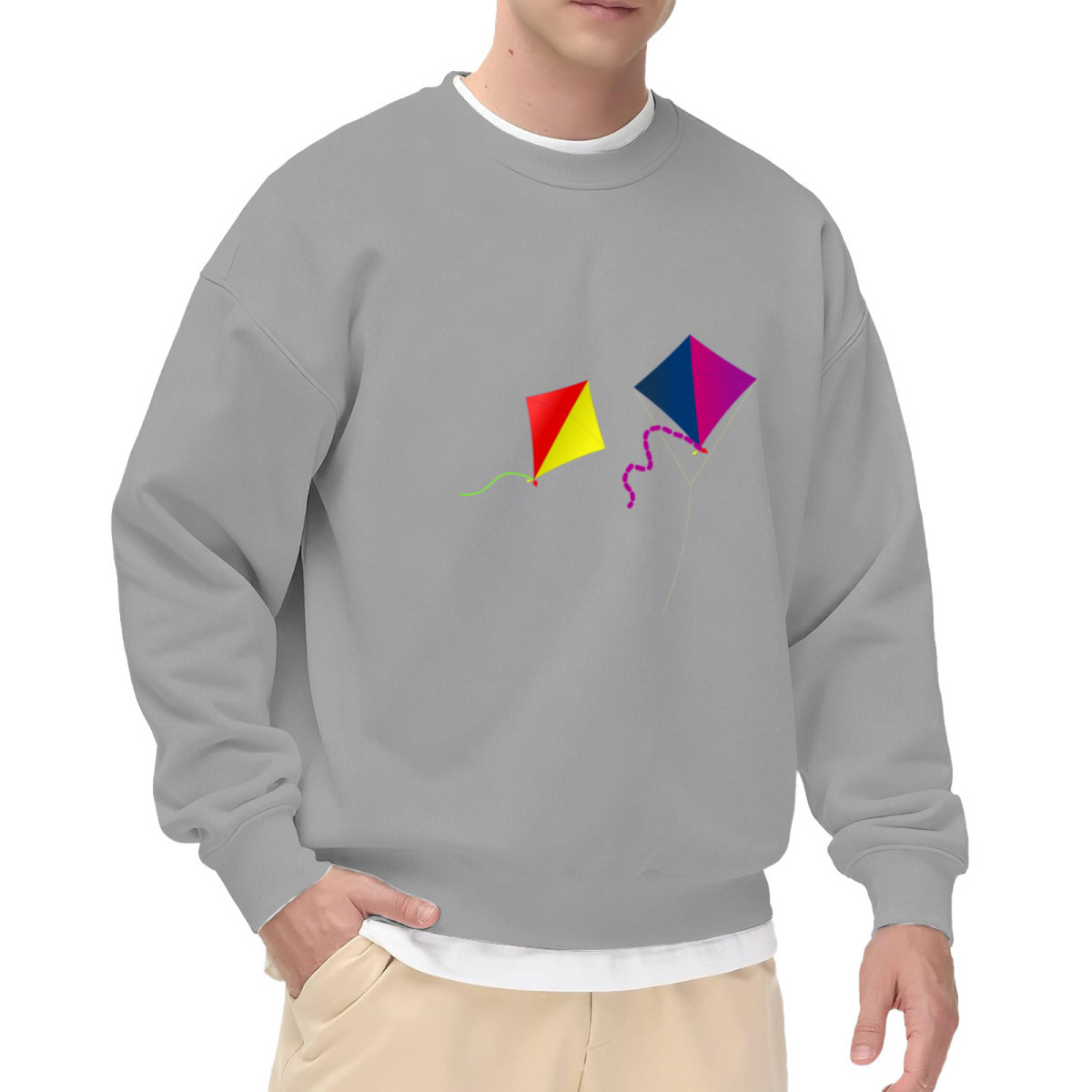 Colorful Flying Kites Spring Design - Crewneck Sweatshirt | Kite, Spring, Outdoor Gift