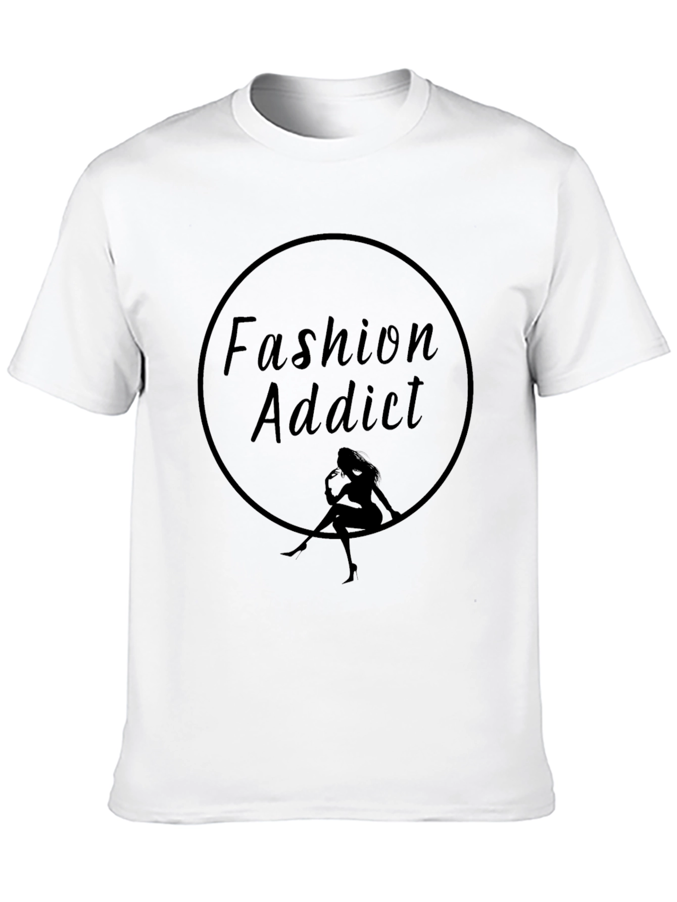 Fashion Addict Graphic Tee - Stylish Black T-Shirt