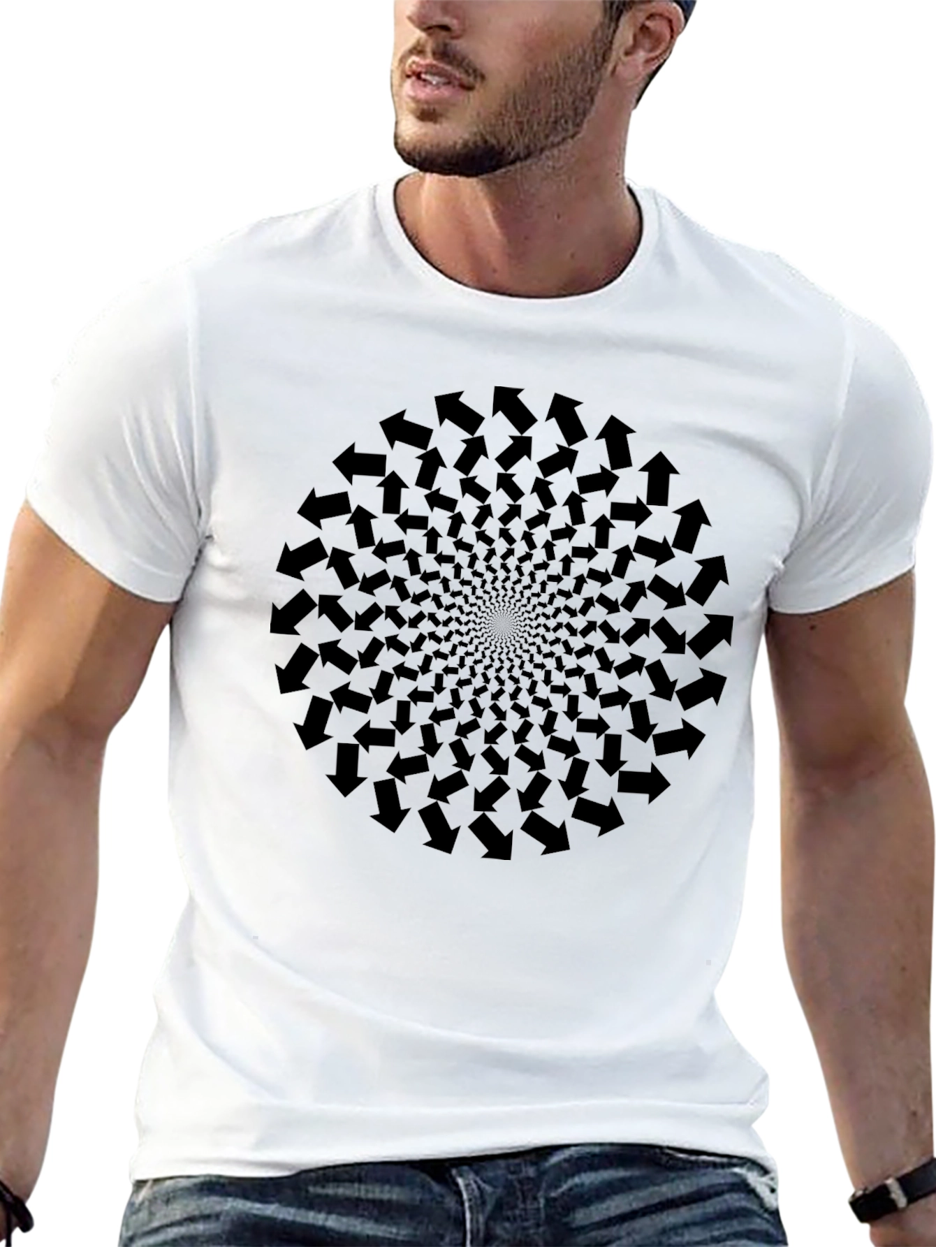Arrow Vortex Graphic Tee - Optical Illusion Design