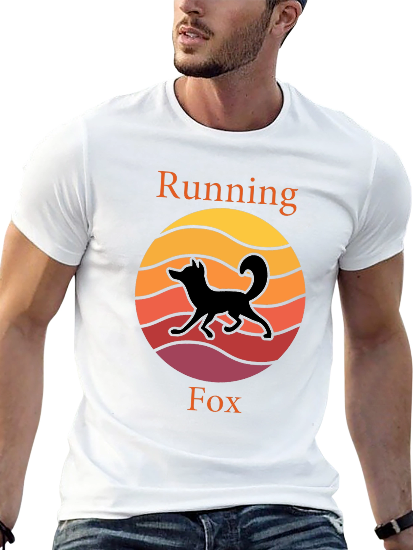 Running Fox T-Shirt - Sunset Design