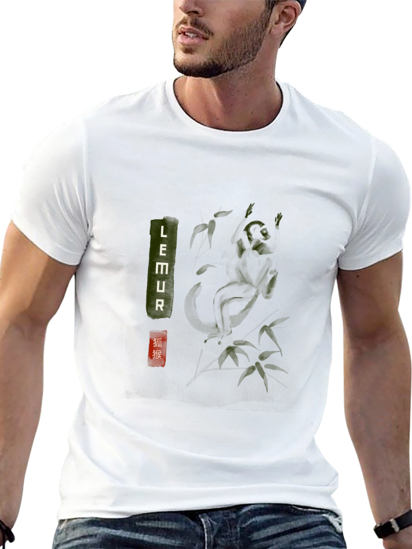 Lemur Graphic Print Crew Neck T-Shirt
