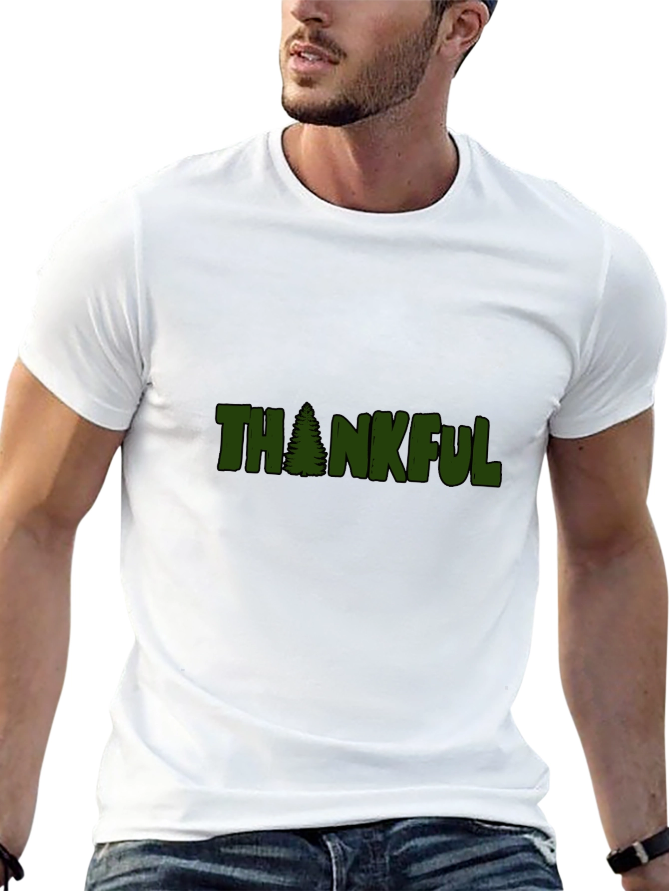 Thankful Tree Graphic Tee - Black Cotton T-Shirt