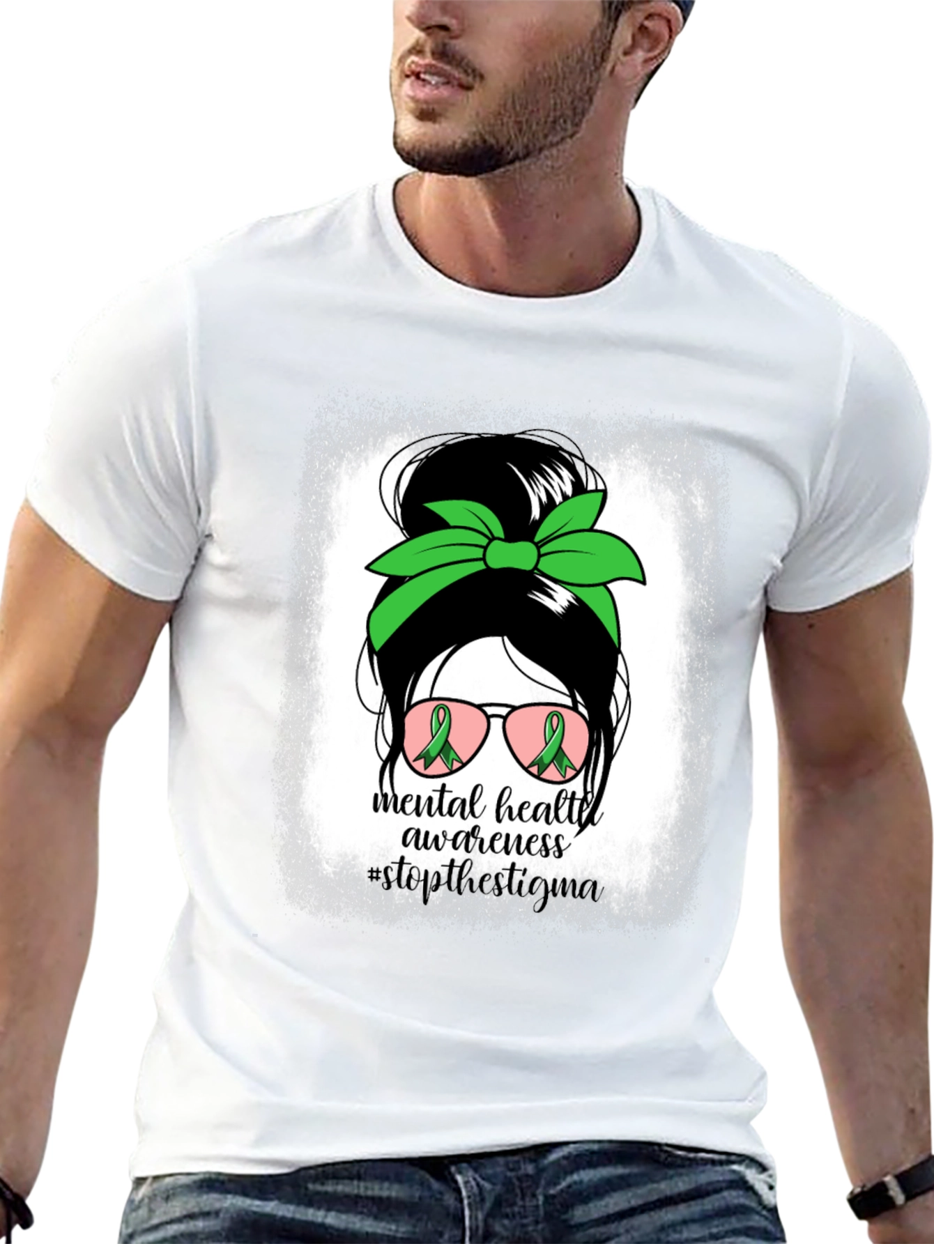 Mental Health Awareness Messy Bun T-Shirt