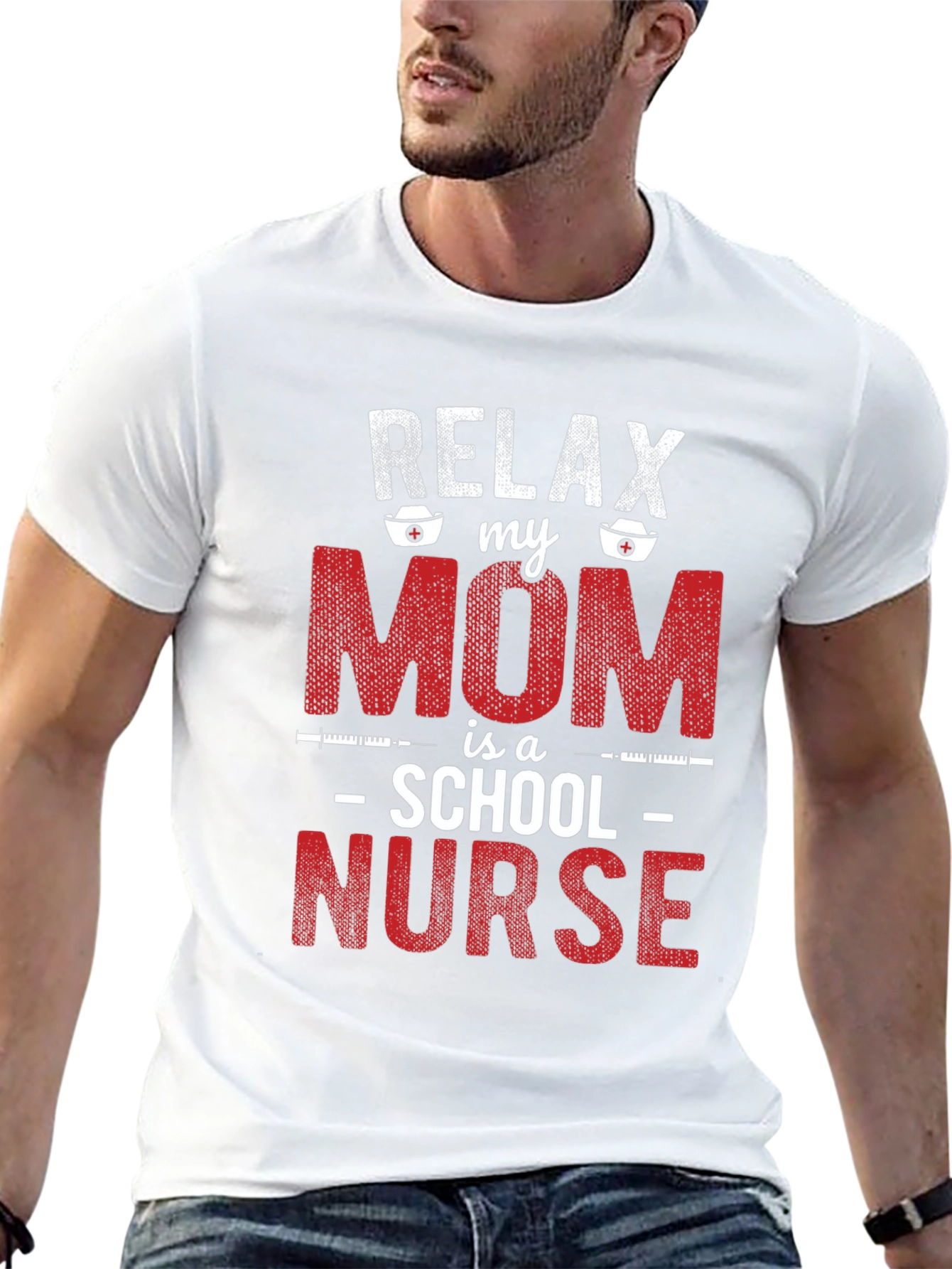 Relax My Mom is a School Nurse Graphic Tee